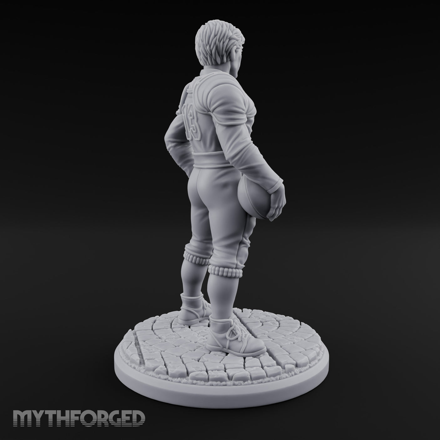 Ball Tucking Human Athlete Miniature for Dungeons and Dragons, Pathfinder or other TTRPGs