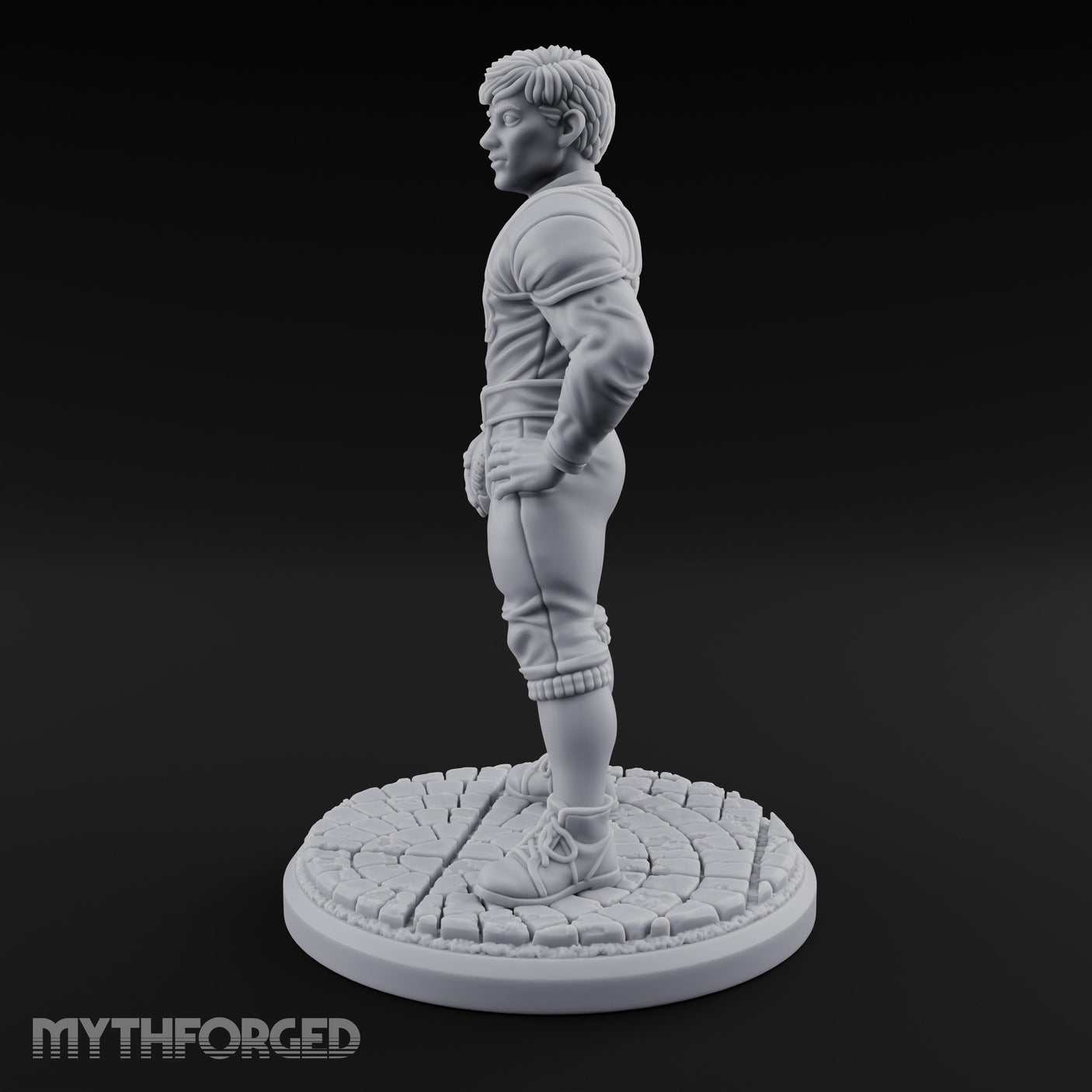 Ball Tucking Human Athlete Miniature for Dungeons and Dragons, Pathfinder or other TTRPGs
