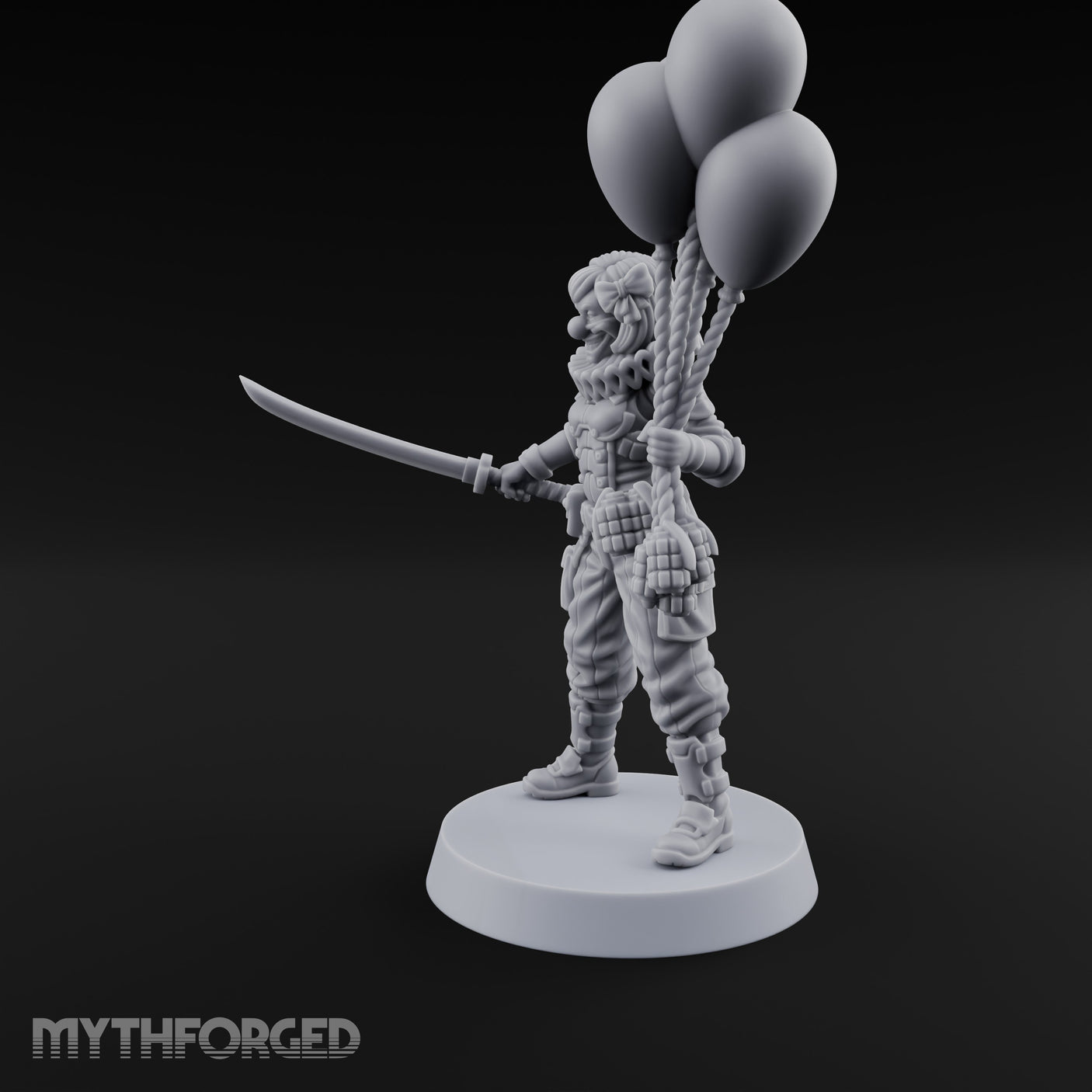 Balloon Clutching Clown Masked Villain Miniature for Dungeons and Dragons, Pathfinder or other TTRPGs