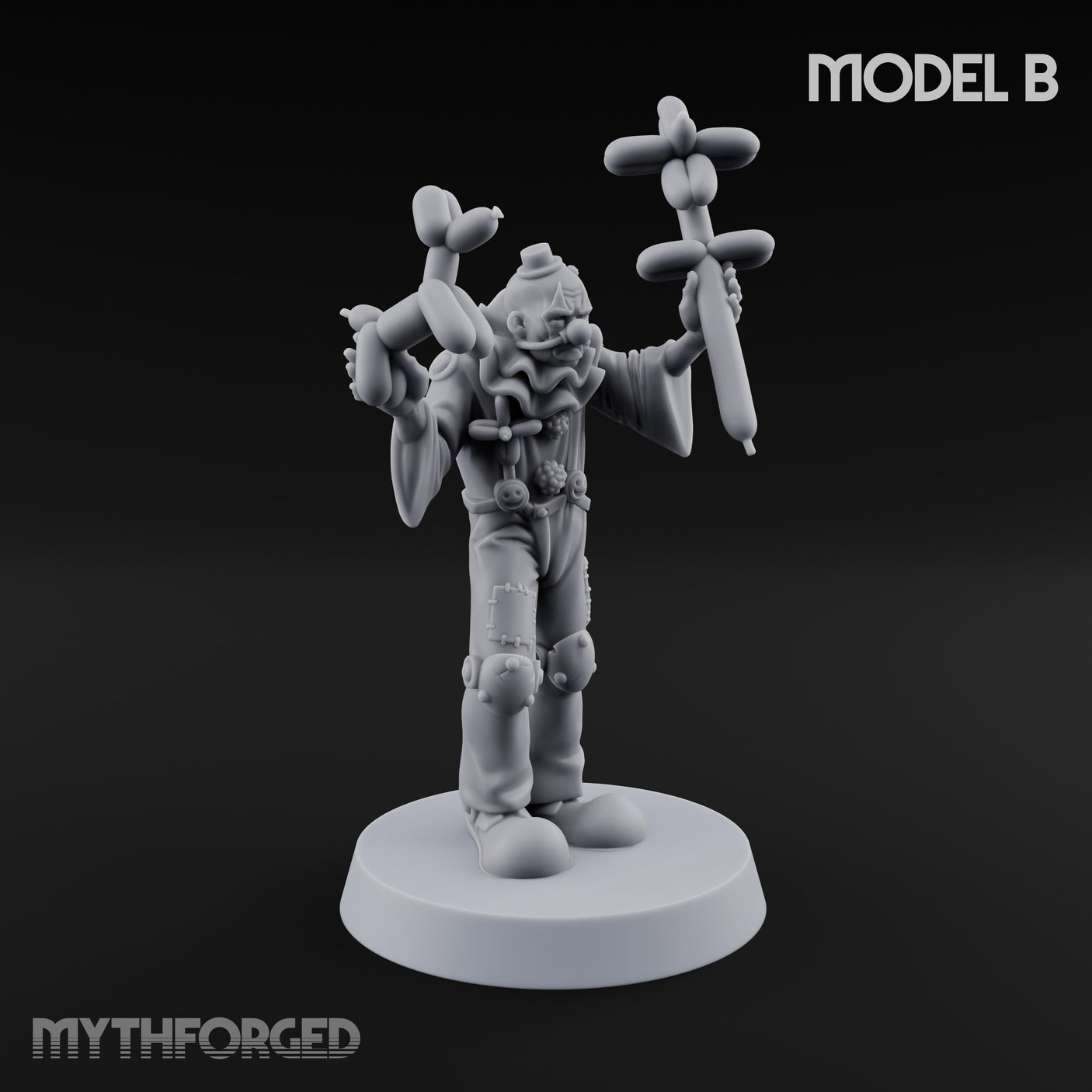 Balloon Twisting Clown Villain B Miniature for Dungeons and Dragons, Pathfinder or other TTRPGs