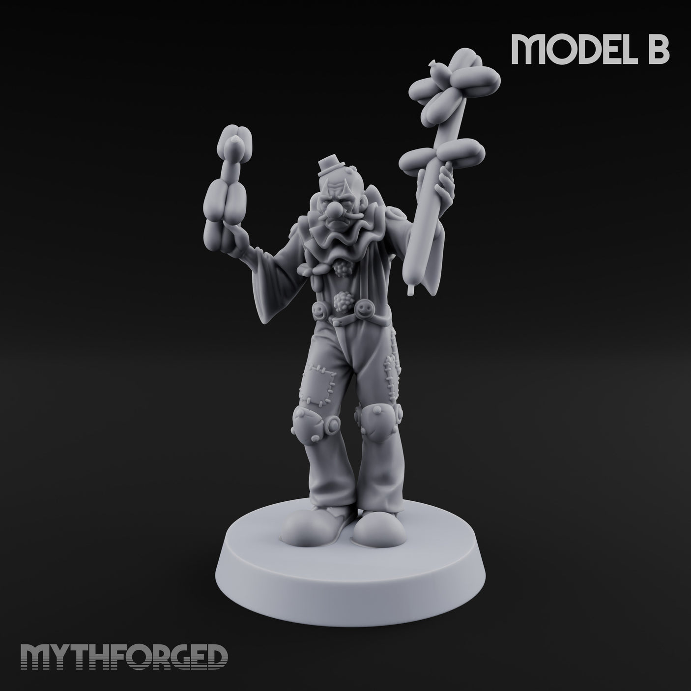 Balloon Twisting Clown Villain B Miniature for Dungeons and Dragons, Pathfinder or other TTRPGs