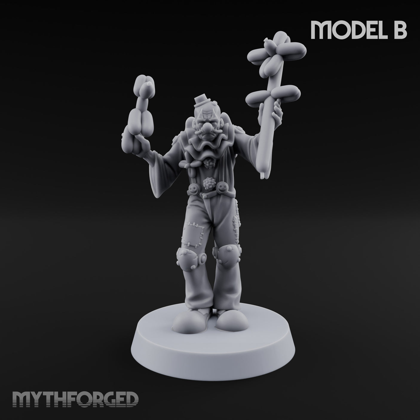 Balloon Twisting Clown Villains Miniature for Dungeons and Dragons, Pathfinder or other TTRPGs