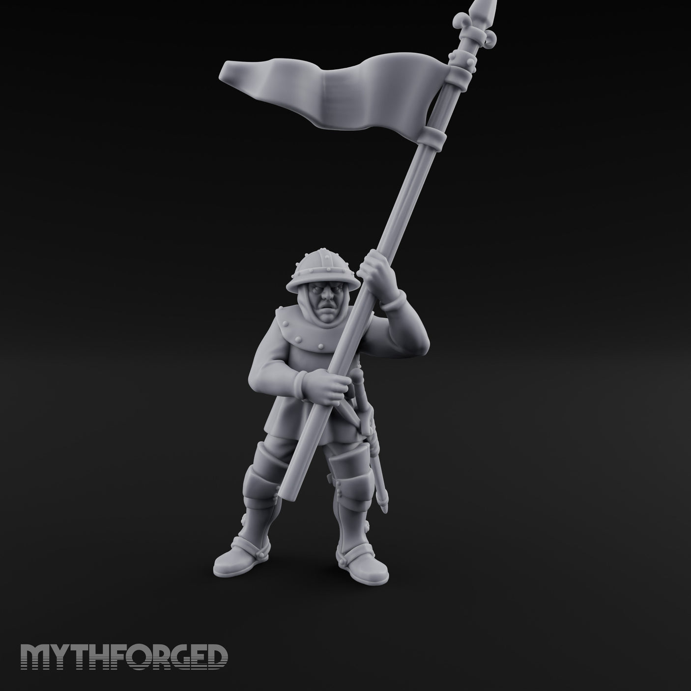 Banner Waving Human Bannerman Miniature for Dungeons and Dragons, Pathfinder or other TTRPGs