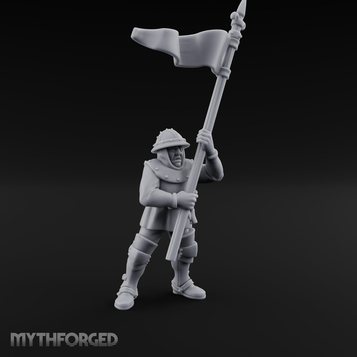 Banner Waving Human Bannerman Miniature for Dungeons and Dragons, Pathfinder or other TTRPGs