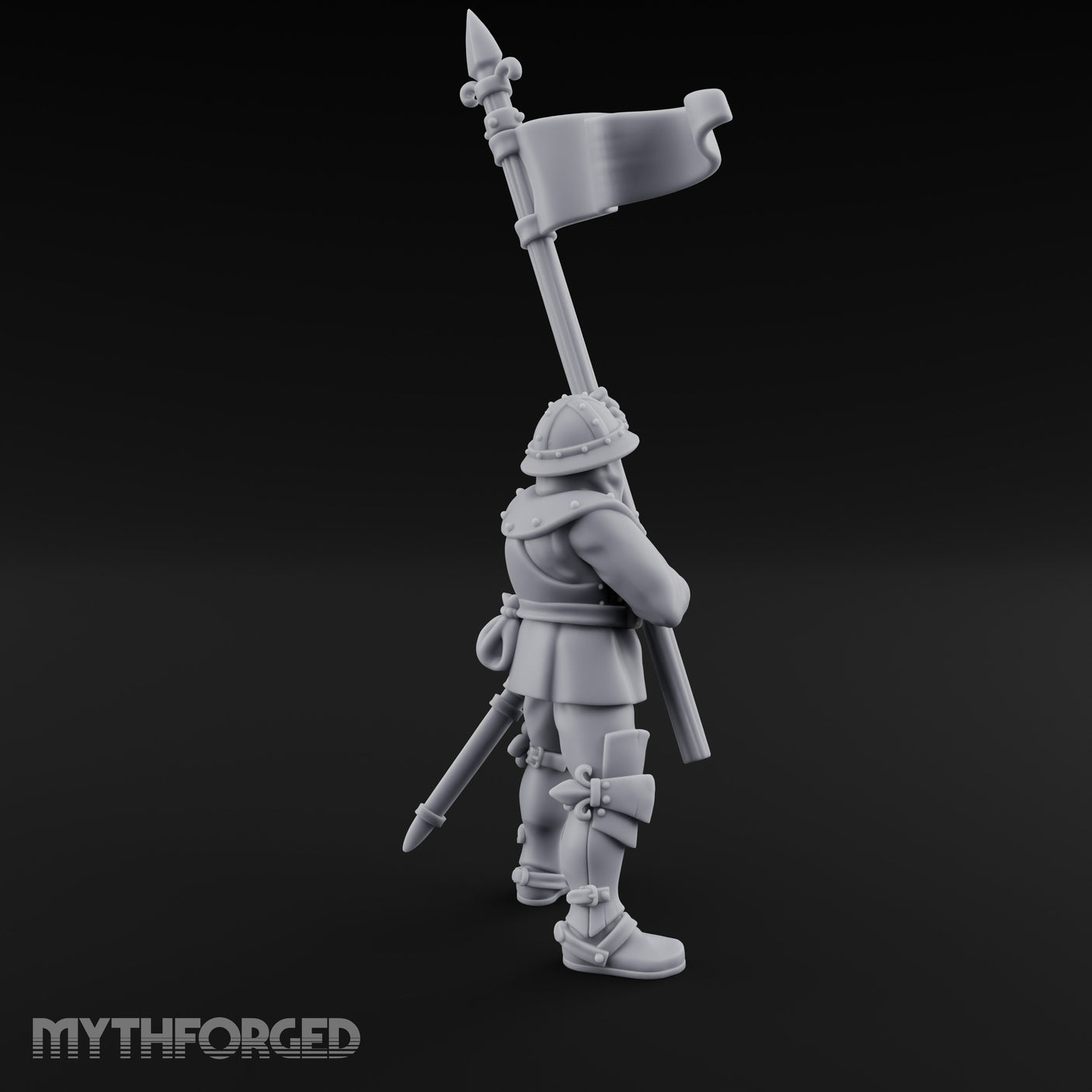 Banner Waving Human Bannerman Miniature for Dungeons and Dragons, Pathfinder or other TTRPGs