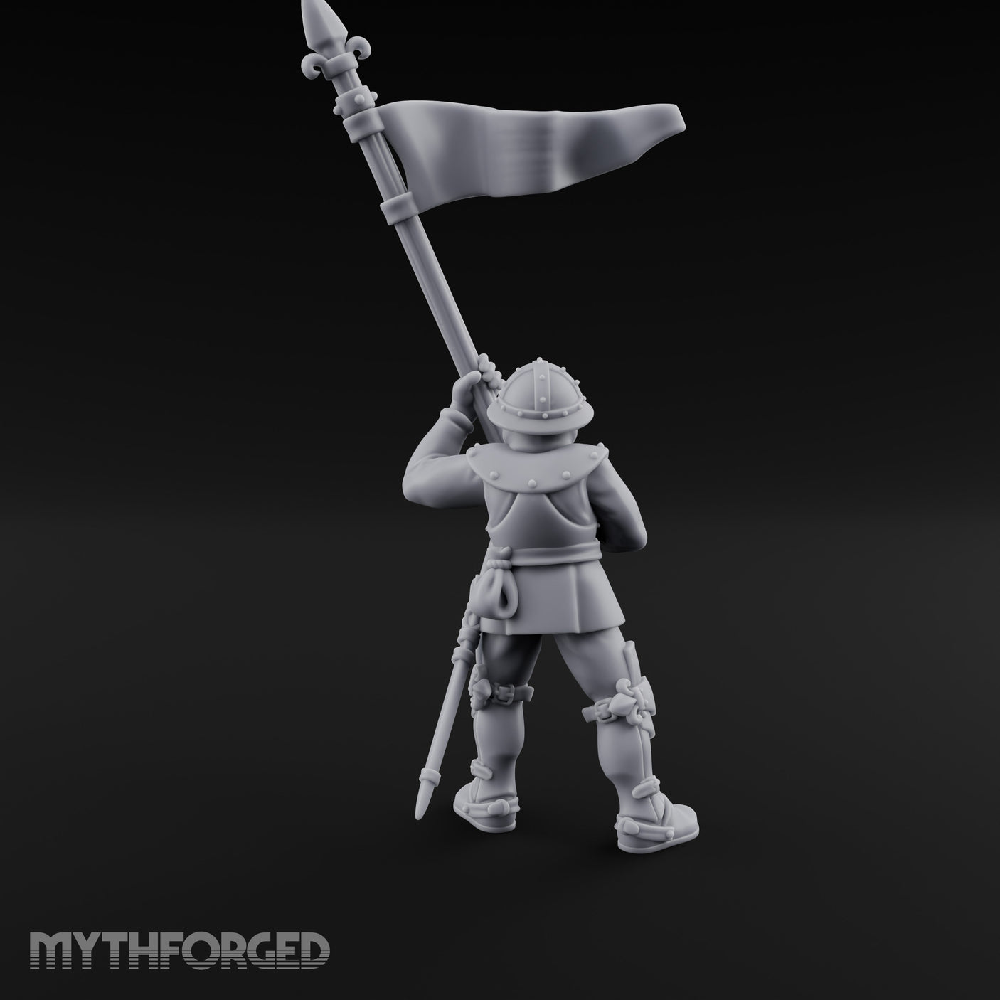 Banner Waving Human Bannerman Miniature for Dungeons and Dragons, Pathfinder or other TTRPGs