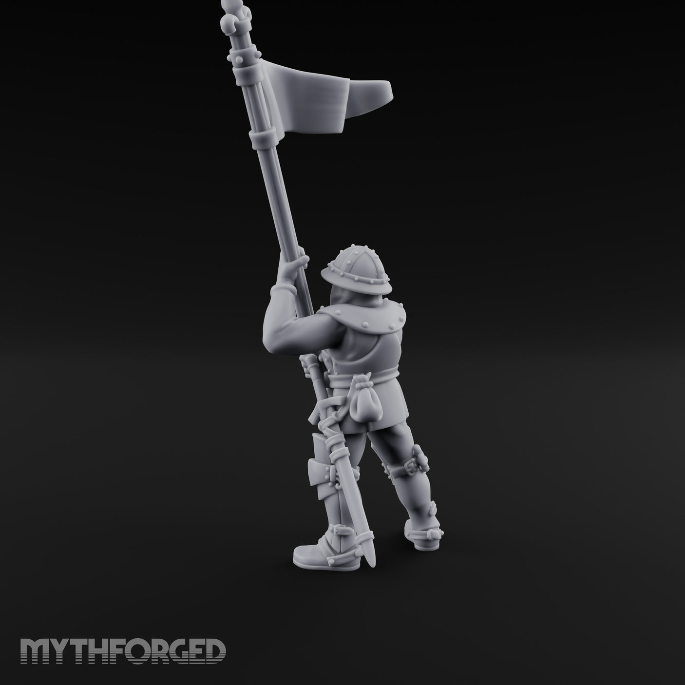 Banner Waving Human Bannerman Miniature for Dungeons and Dragons, Pathfinder or other TTRPGs