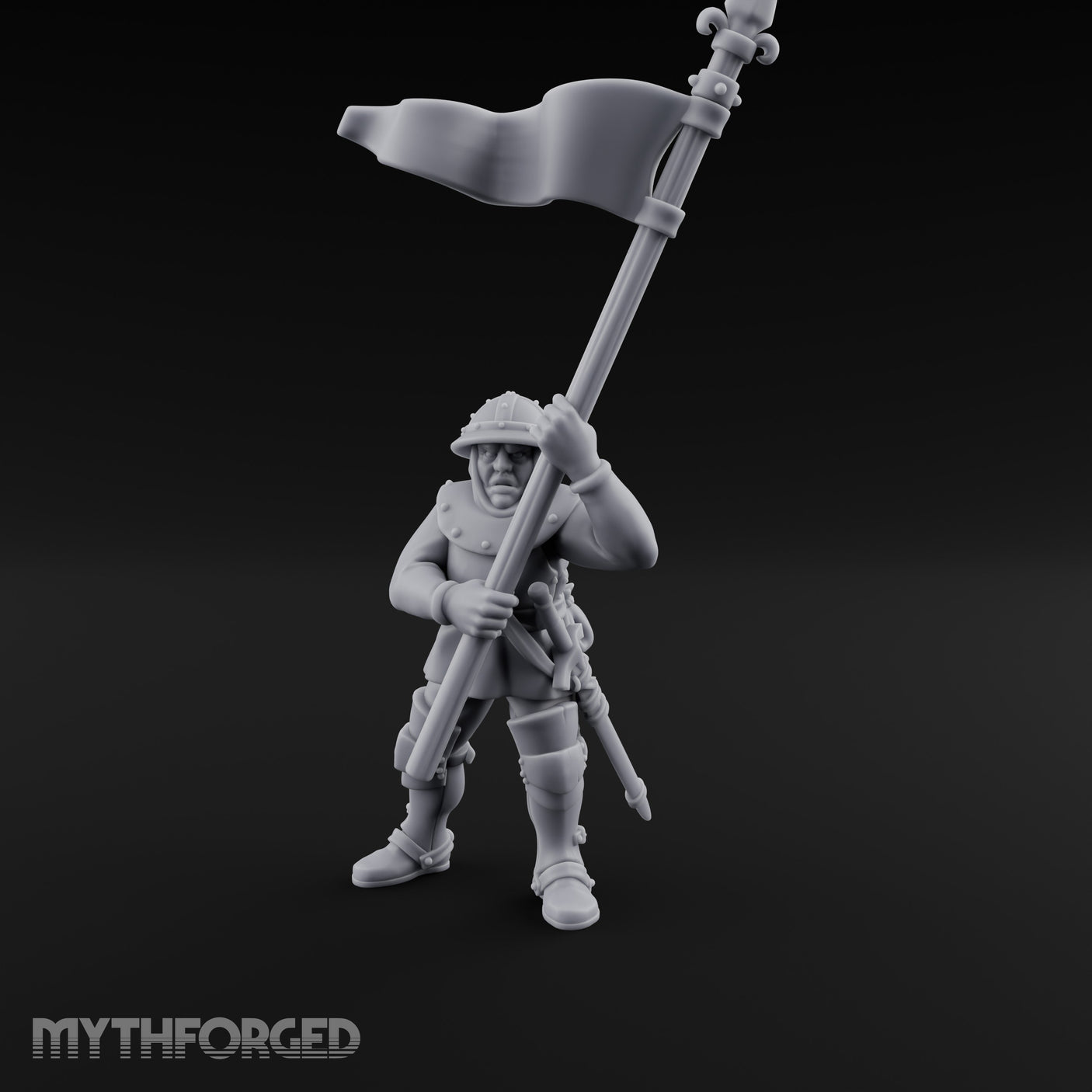 Banner Waving Human Bannerman Miniature for Dungeons and Dragons, Pathfinder or other TTRPGs