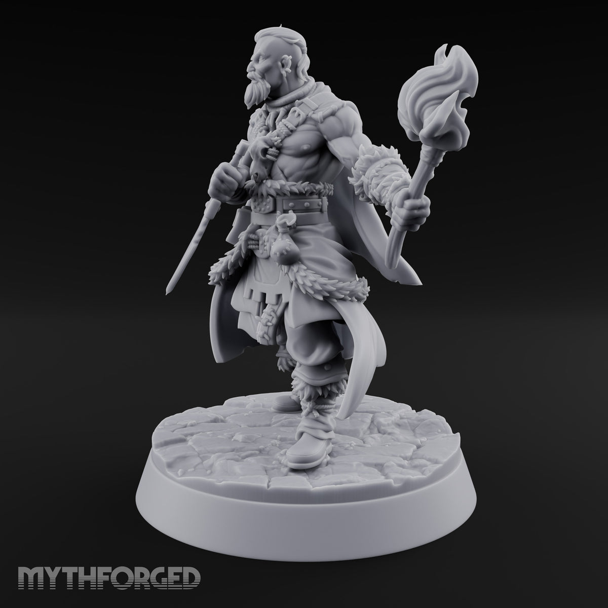 Furs Still Frosted Human Barbarian C — Torch & Curved Blade