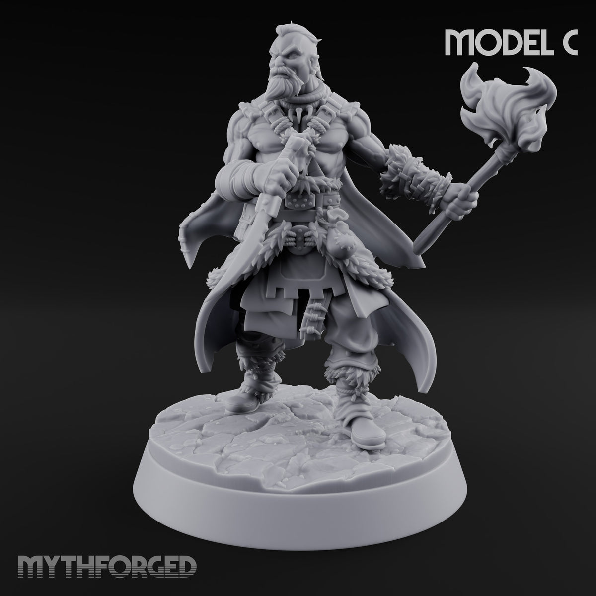 Furs Still Frosted Human Barbarian C — Torch & Curved Blade