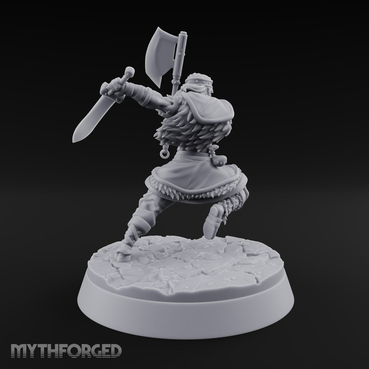 Furs Still Frosted Human Barbarian D — Axe & Sword