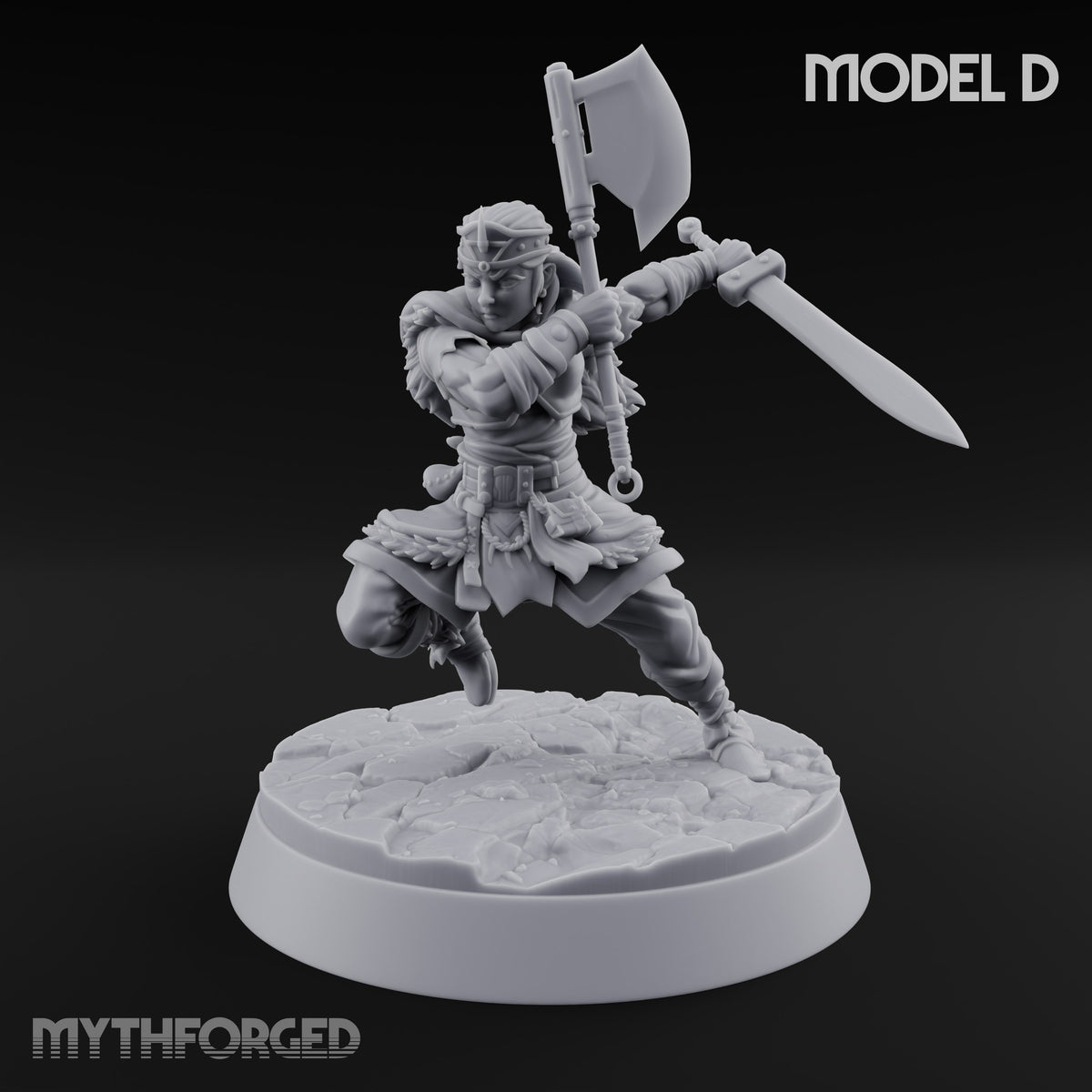 Furs Still Frosted Human Barbarian D — Axe & Sword