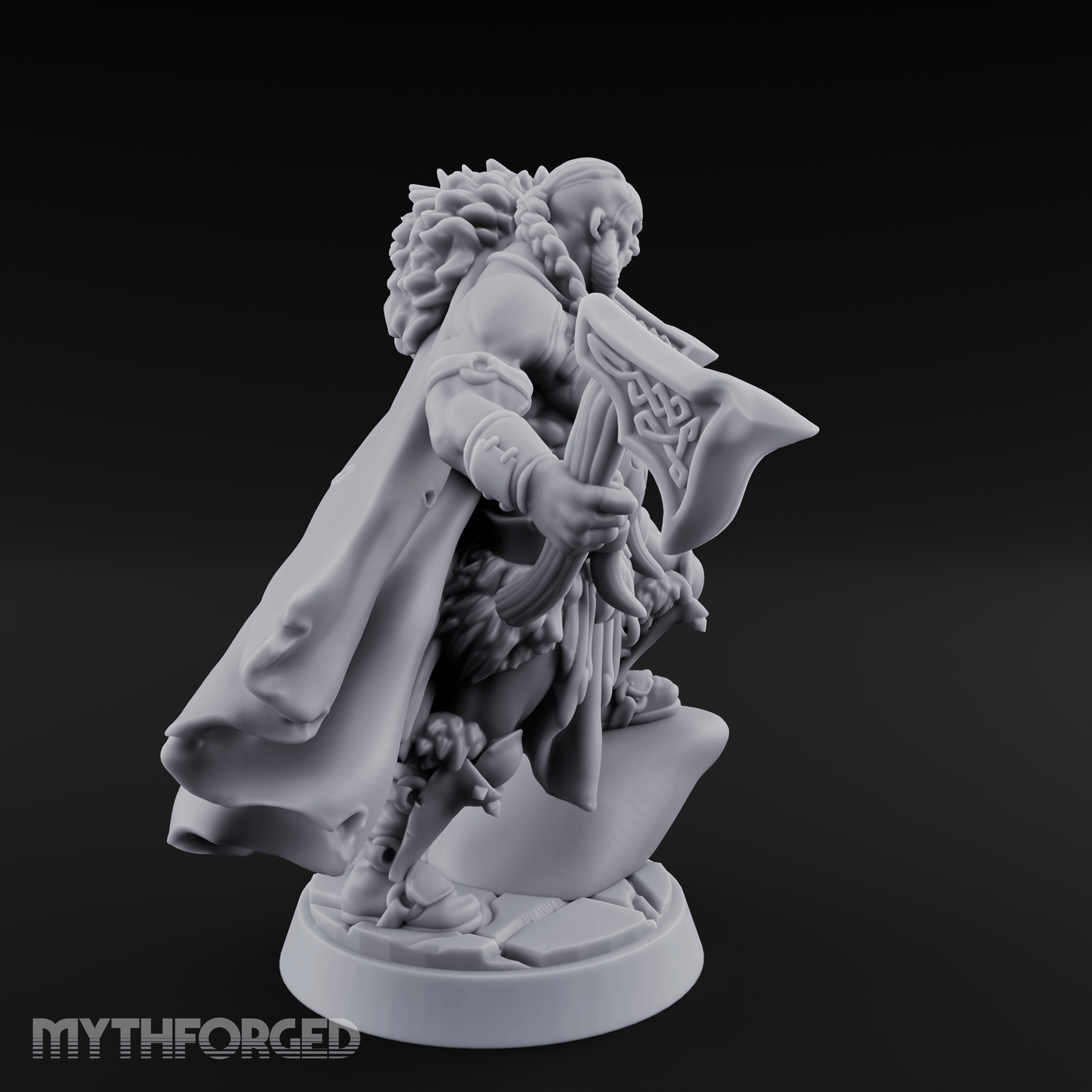 Axes Held High Barbarian Warchief Miniature for Dungeons and Dragons, Pathfinder or other TTRPGs