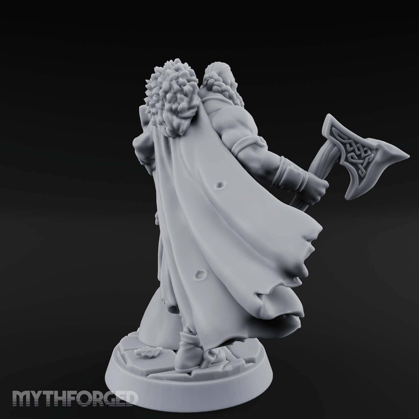 Axes Held High Barbarian Warchief Miniature for Dungeons and Dragons, Pathfinder or other TTRPGs