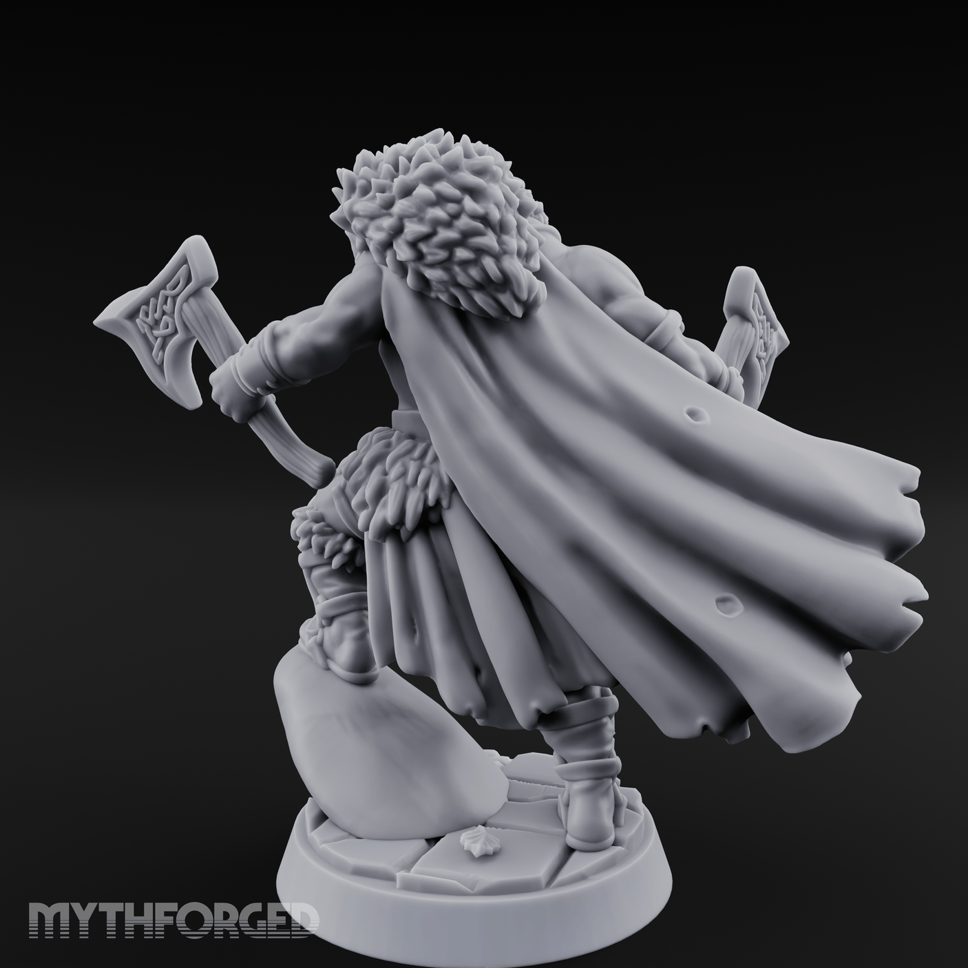 Axes Held High Barbarian Warchief Miniature for Dungeons and Dragons, Pathfinder or other TTRPGs