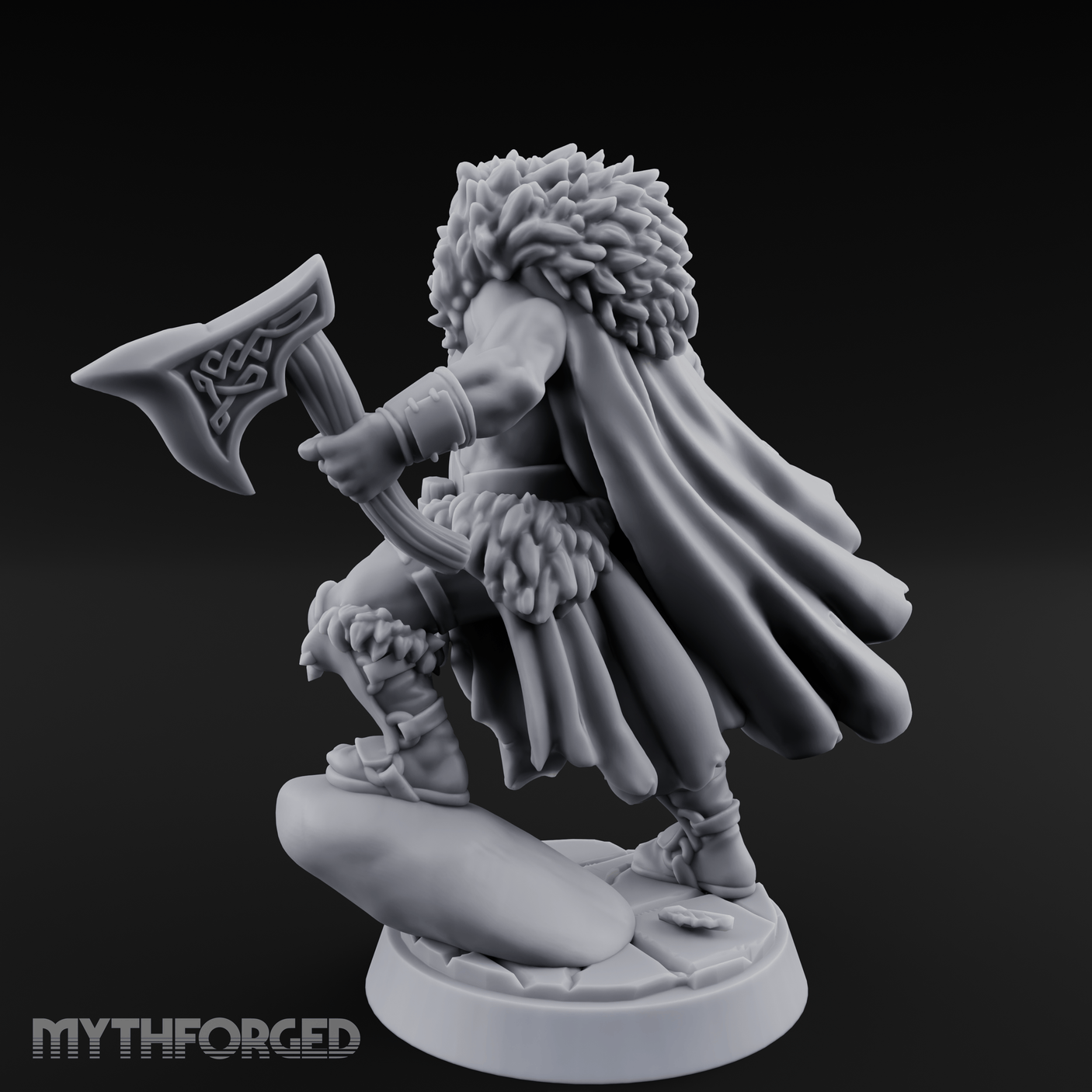 Axes Held High Barbarian Warchief Miniature for Dungeons and Dragons, Pathfinder or other TTRPGs