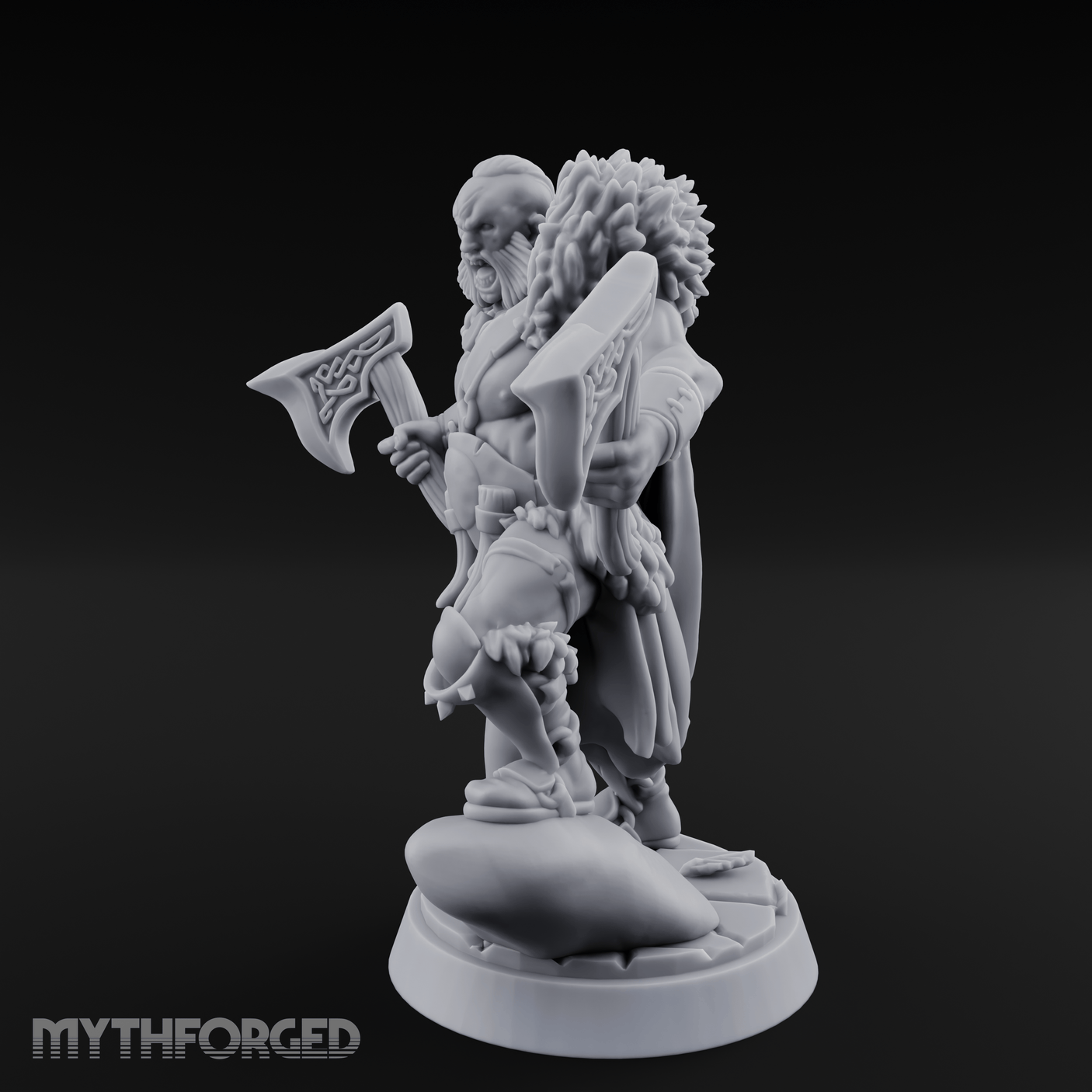 Axes Held High Barbarian Warchief Miniature for Dungeons and Dragons, Pathfinder or other TTRPGs