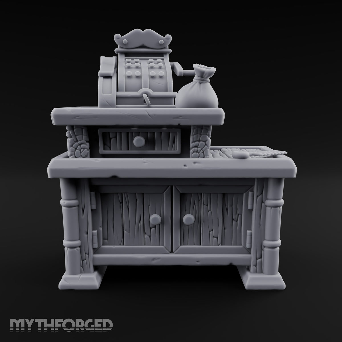 Moustache Money Counts Wooden Shop Counter
