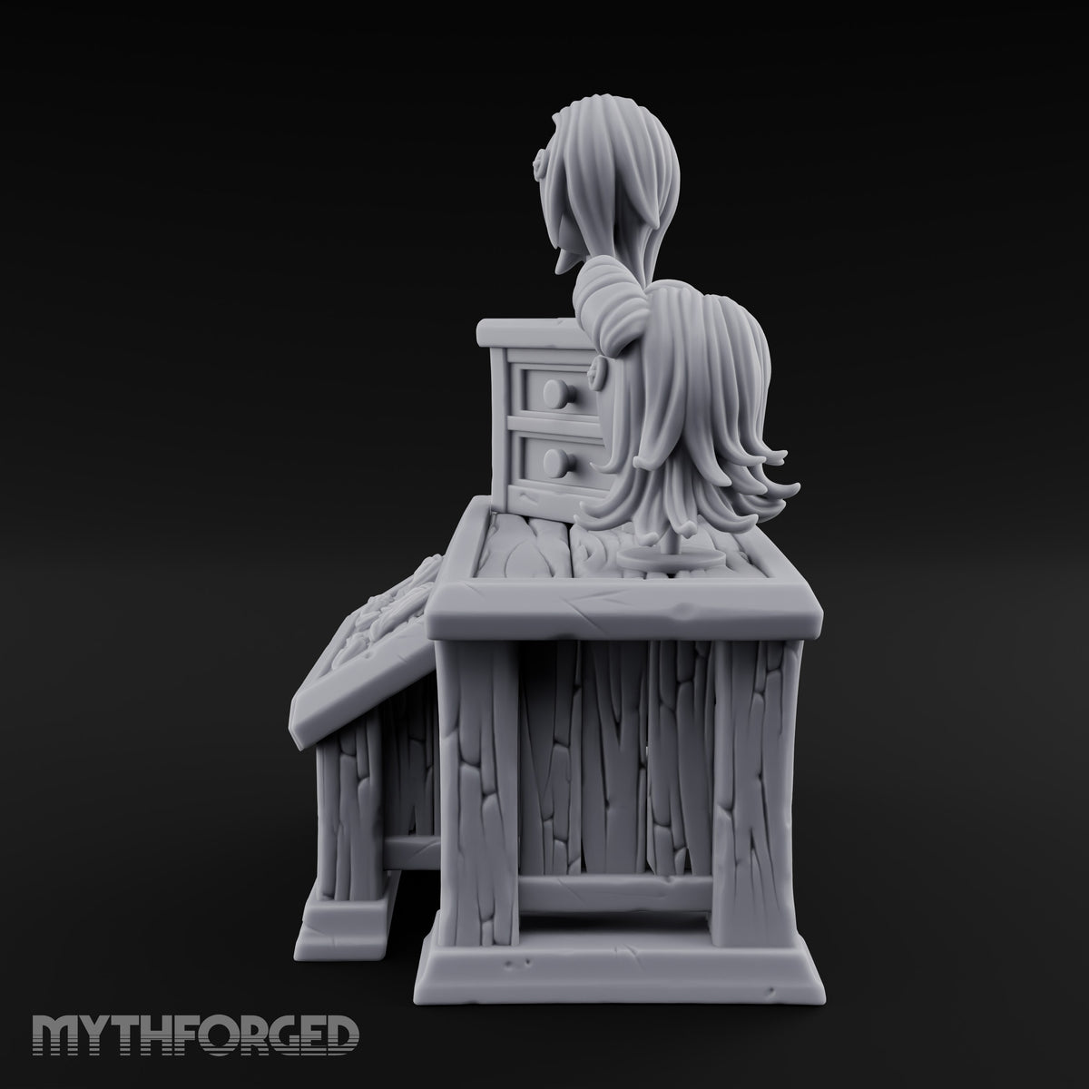 Hair Today, Gone Tomorrow Wooden Wig Display Desk