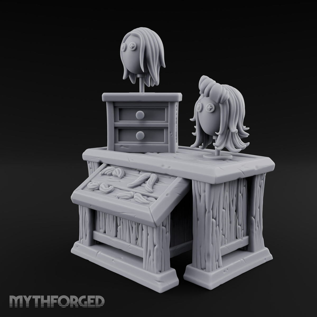 Hair Today, Gone Tomorrow Wooden Wig Display Desk