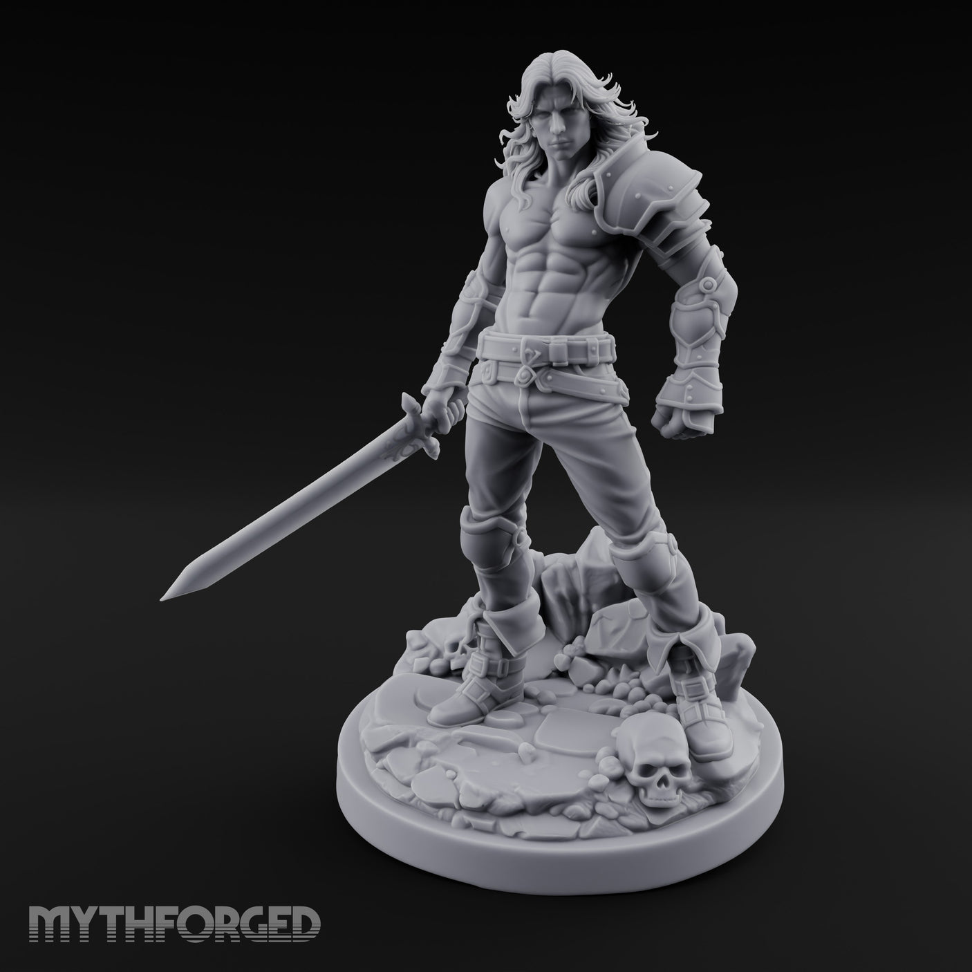 Bare Chested Sword Trailing Human Warrior — 32mm