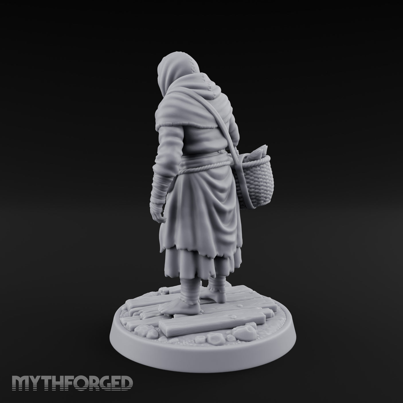 Basket Lugging Human Peasant Woman Miniature for Dungeons and Dragons, Pathfinder or other TTRPGs