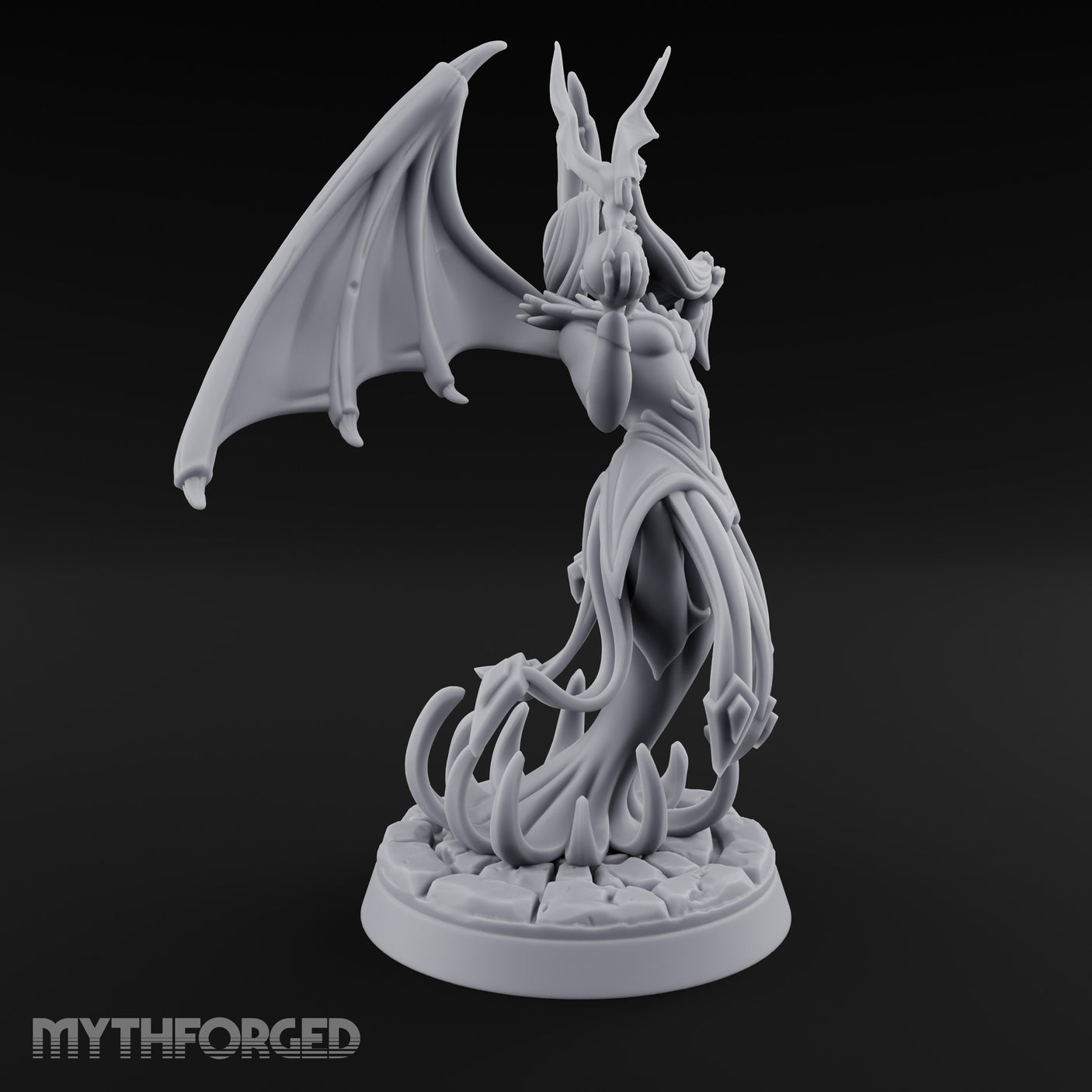Bat Beckoning Skull Clutching Succubus Temptress Miniature for Dungeons and Dragons, Pathfinder or other TTRPGs