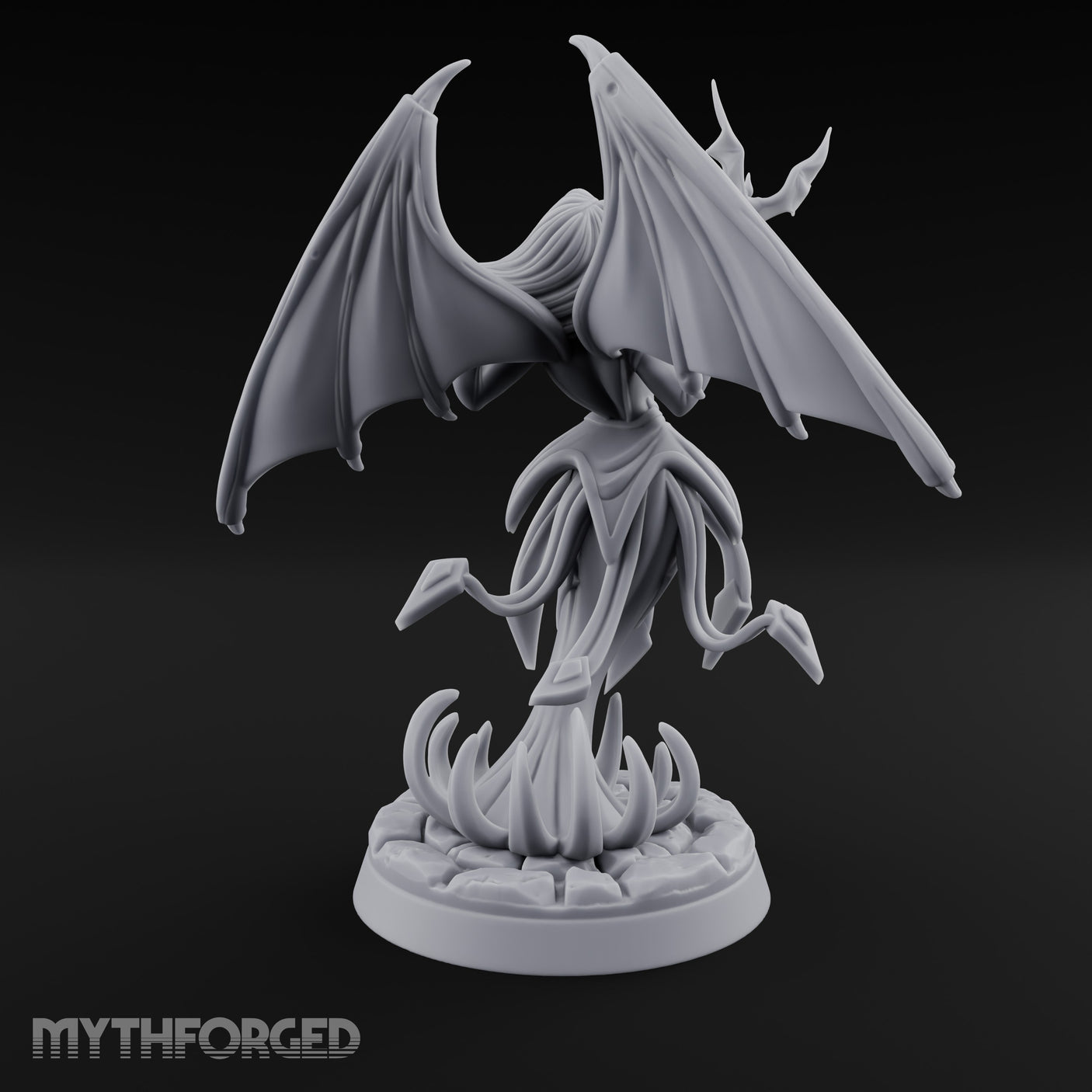 Bat Beckoning Skull Clutching Succubus Temptress Miniature for Dungeons and Dragons, Pathfinder or other TTRPGs