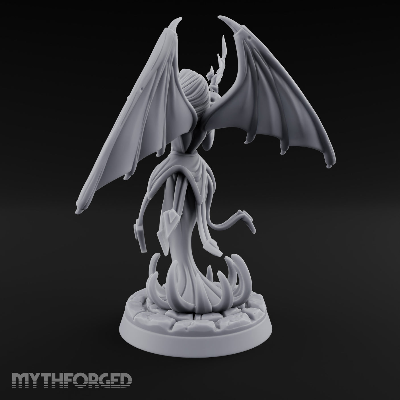 Bat Beckoning Skull Clutching Succubus Temptress Miniature for Dungeons and Dragons, Pathfinder or other TTRPGs