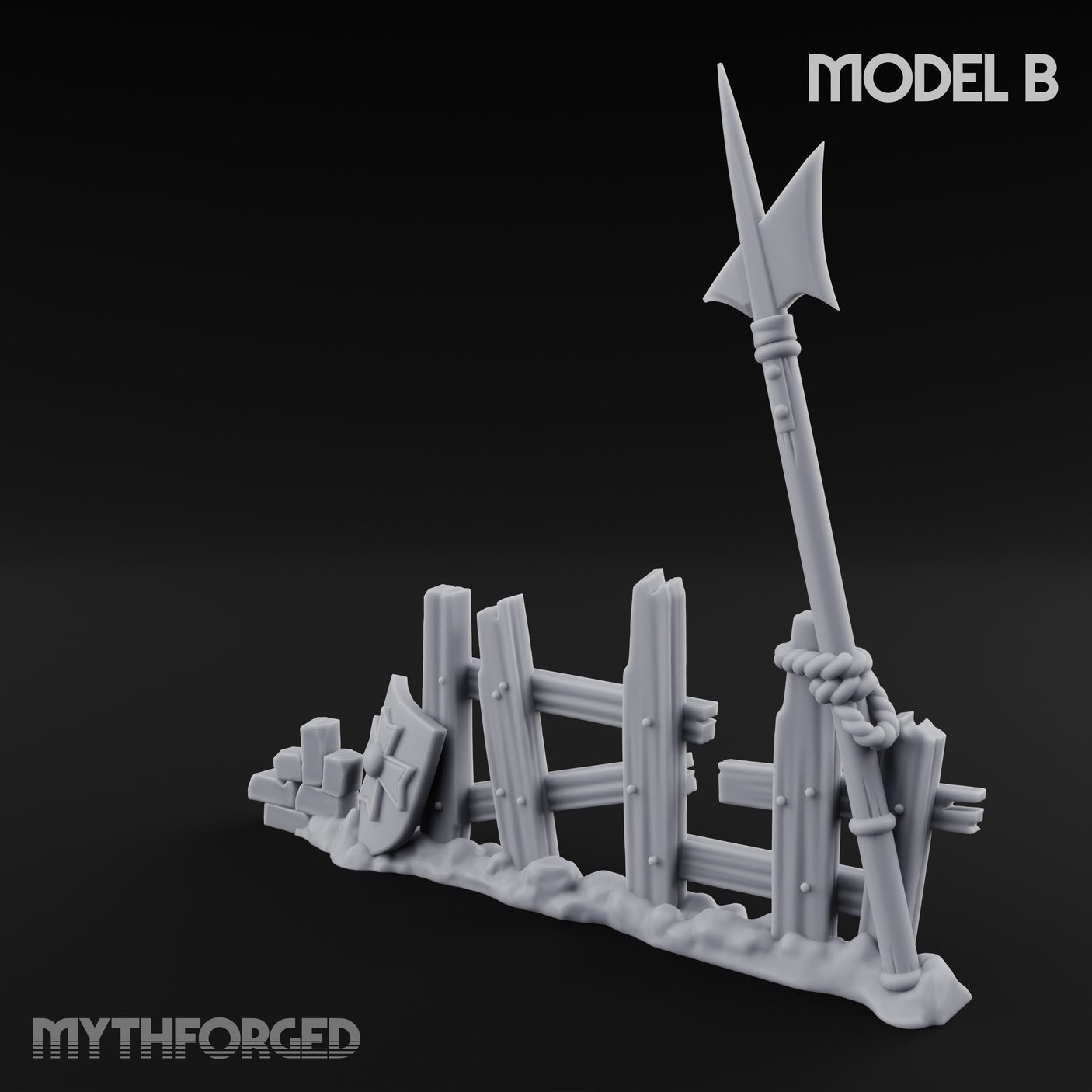 Battle-Scarred Shield-Strewn Battlefield Barricade Ruin B Miniature for Dungeons and Dragons, Pathfinder or other TTRPGs