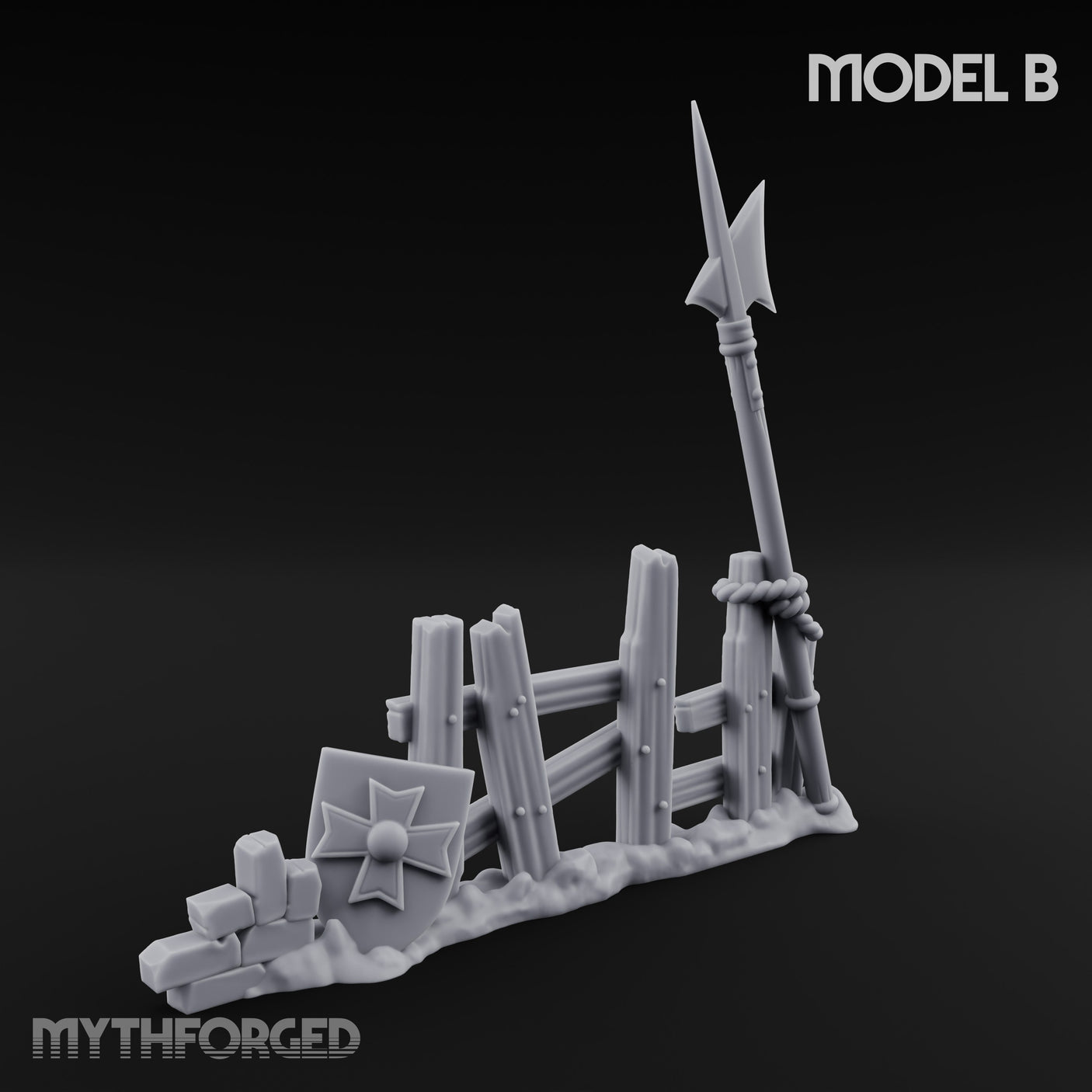 Battle-Scarred Shield-Strewn Battlefield Barricade Ruins Miniature for Dungeons and Dragons, Pathfinder or other TTRPGs