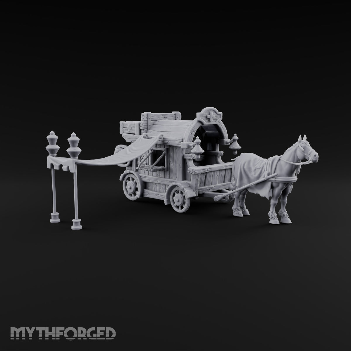 Ambulance Before Anaesthesia Horse-Drawn Medic Wagon