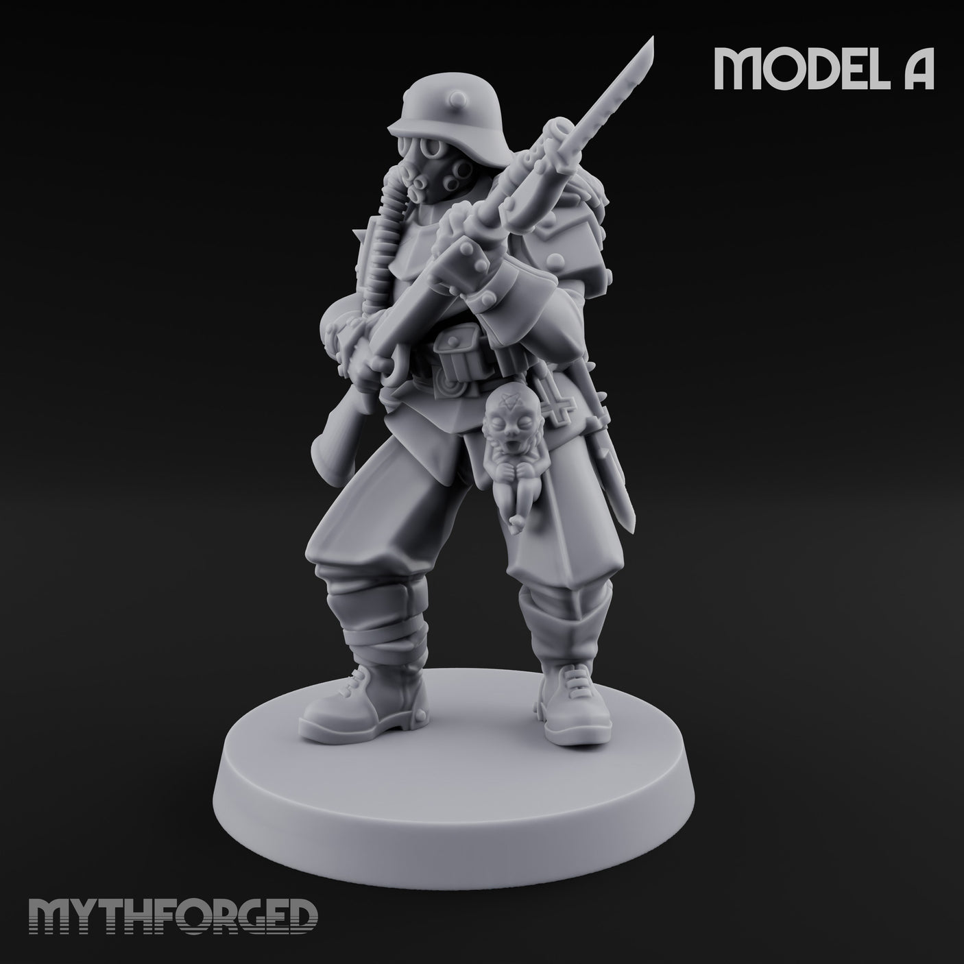 Bayonet Fixed Rifle Advancing Ashen Trooper A Miniature for Dungeons and Dragons, Pathfinder or other TTRPGs