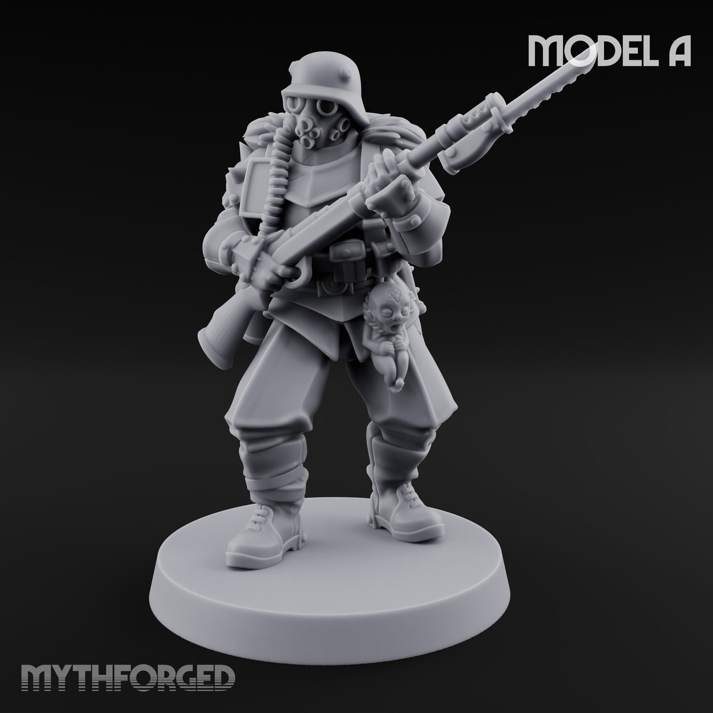 Bayonet Fixed Rifle Advancing Ashen Trooper A Miniature for Dungeons and Dragons, Pathfinder or other TTRPGs