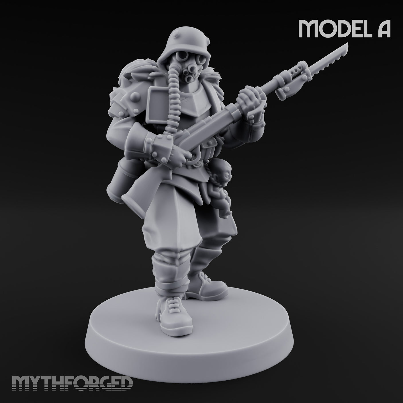 Bayonet Fixed Rifle Advancing Ashen Trooper A Miniature for Dungeons and Dragons, Pathfinder or other TTRPGs