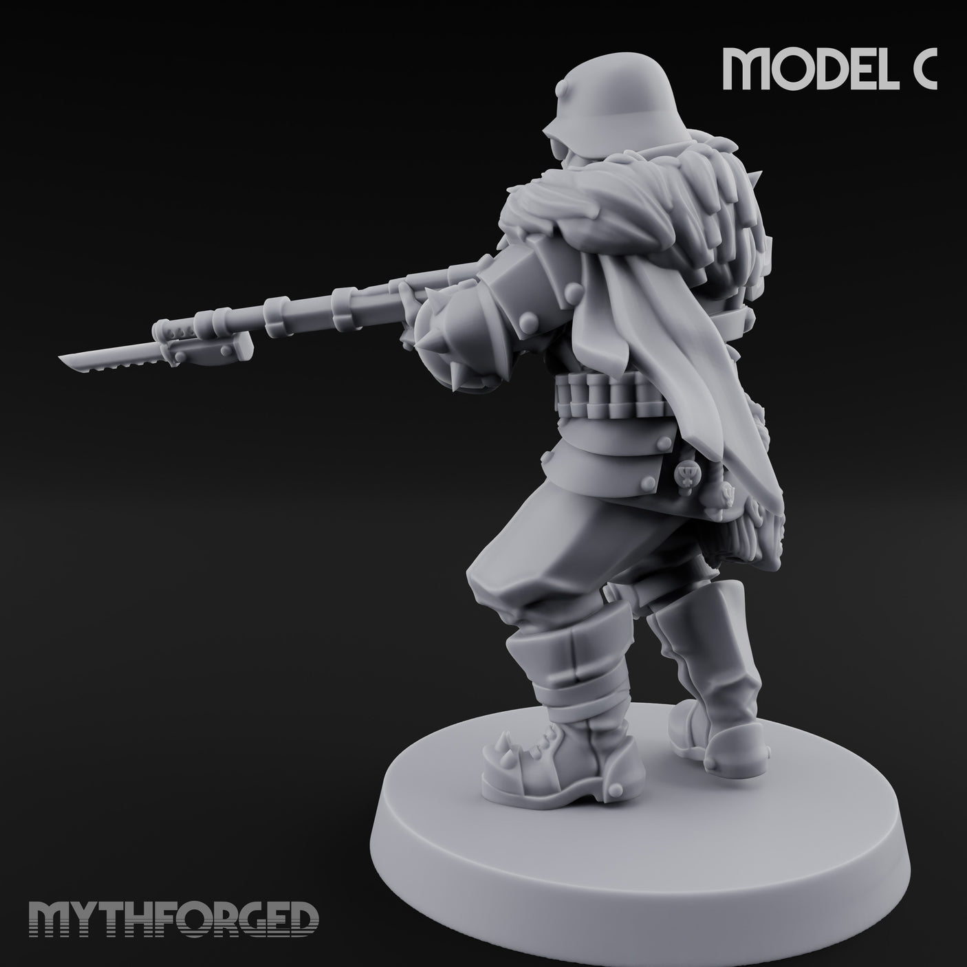 Bayonet Fixed Rifle Advancing Ashen Trooper C Miniature for Dungeons and Dragons, Pathfinder or other TTRPGs