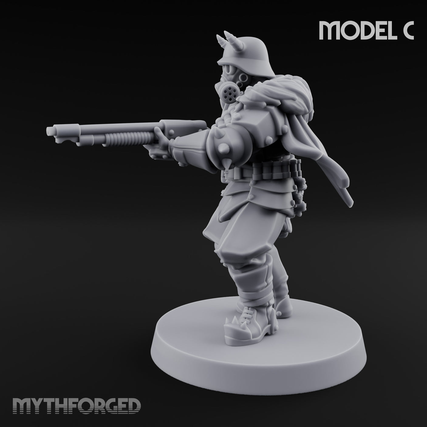 Bayonet Fixed Rifle Advancing Ashen Trooper C Miniature for Dungeons and Dragons, Pathfinder or other TTRPGs