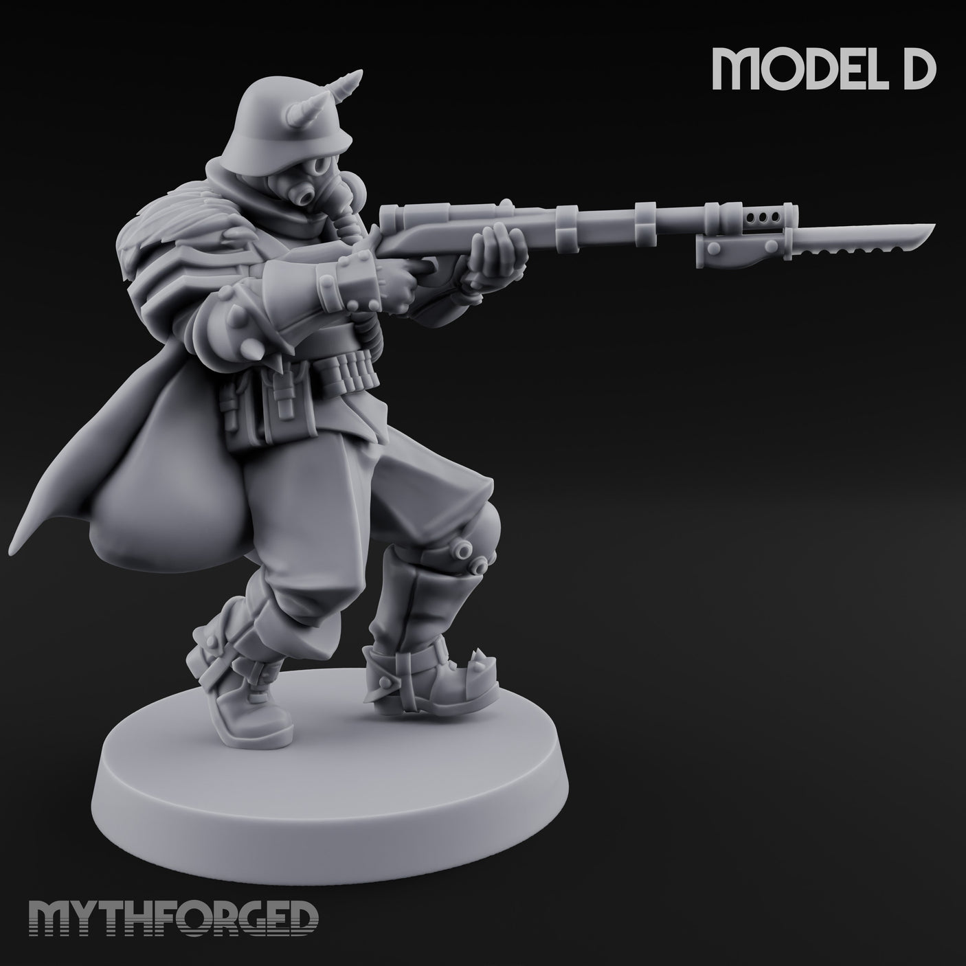 Bayonet Fixed Rifle Advancing Ashen Trooper D Miniature for Dungeons and Dragons, Pathfinder or other TTRPGs