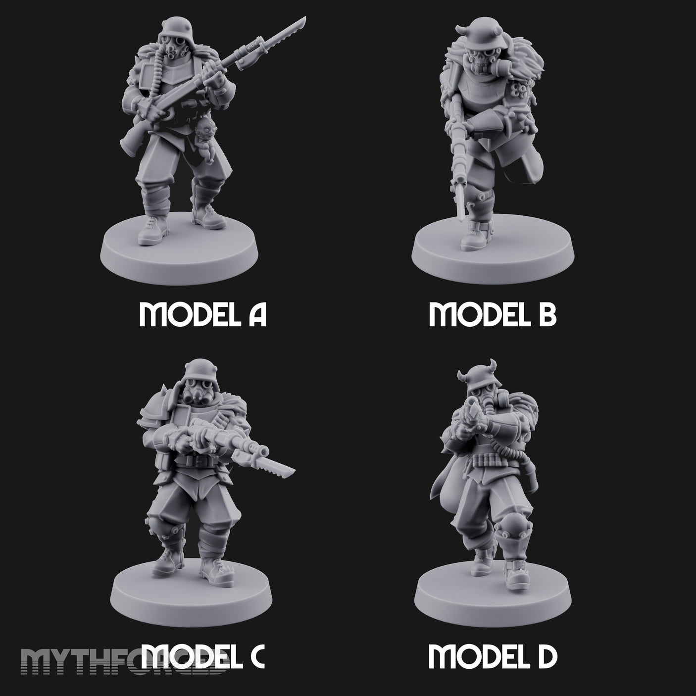 Bayonet Fixed Rifle Advancing Ashen Troopers — Full Set