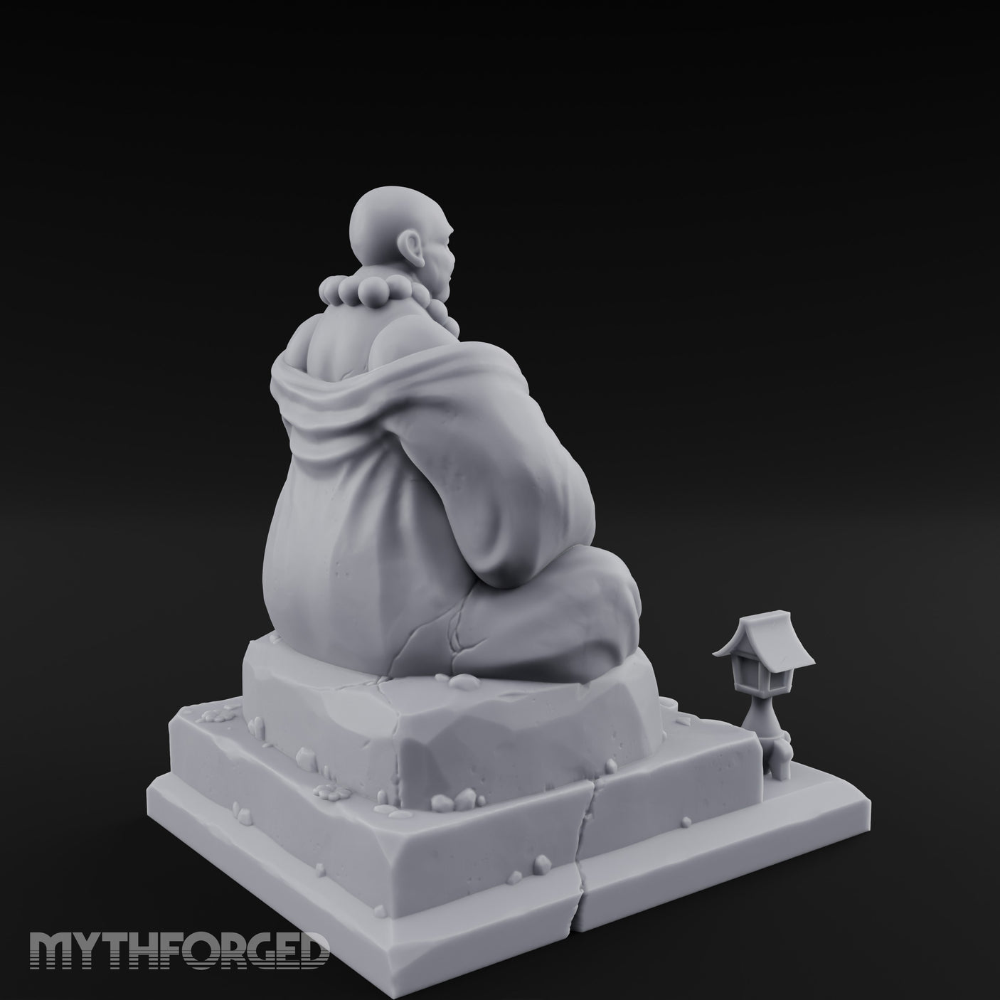 Bead-Necklaced Offering-Bowled Laughing Monk Shrine Statue Miniature for Dungeons and Dragons, Pathfinder or other TTRPGs