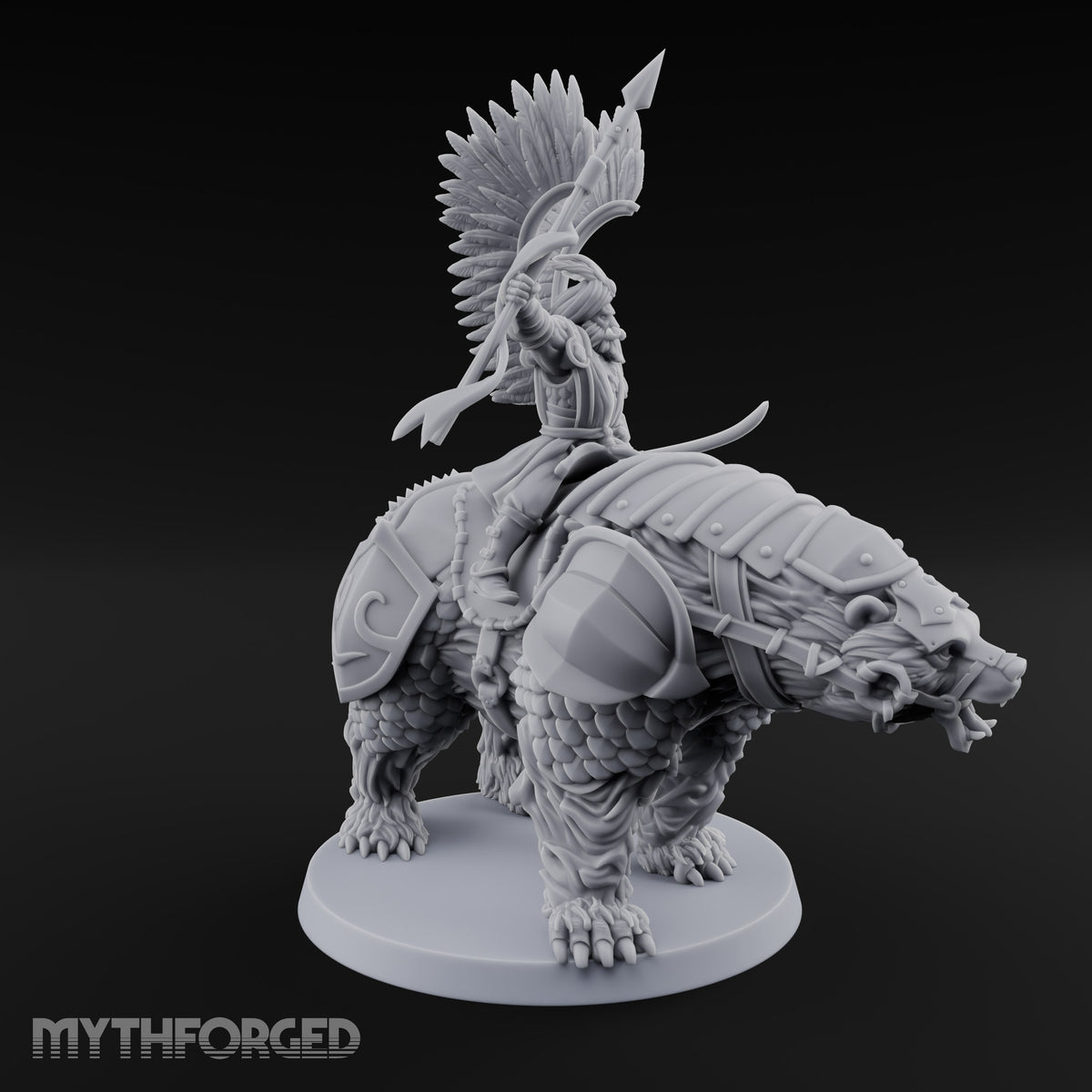 Winged Hussars, Armoured Bruin Dwarf Bear Riders — D