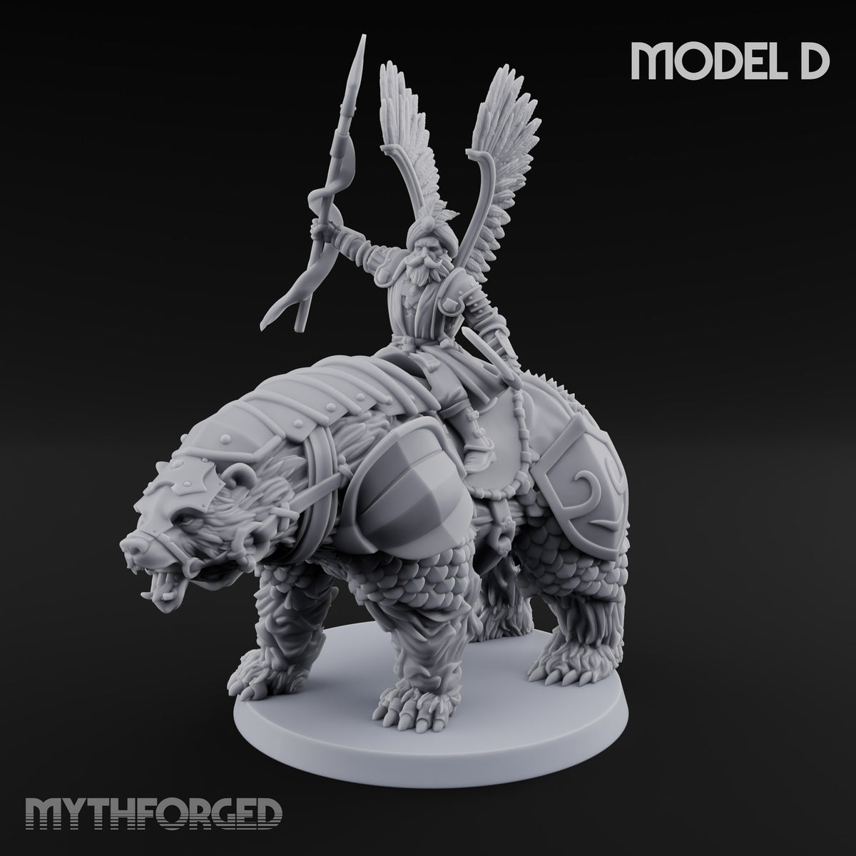 Winged Hussars, Armoured Bruin Dwarf Bear Riders — D