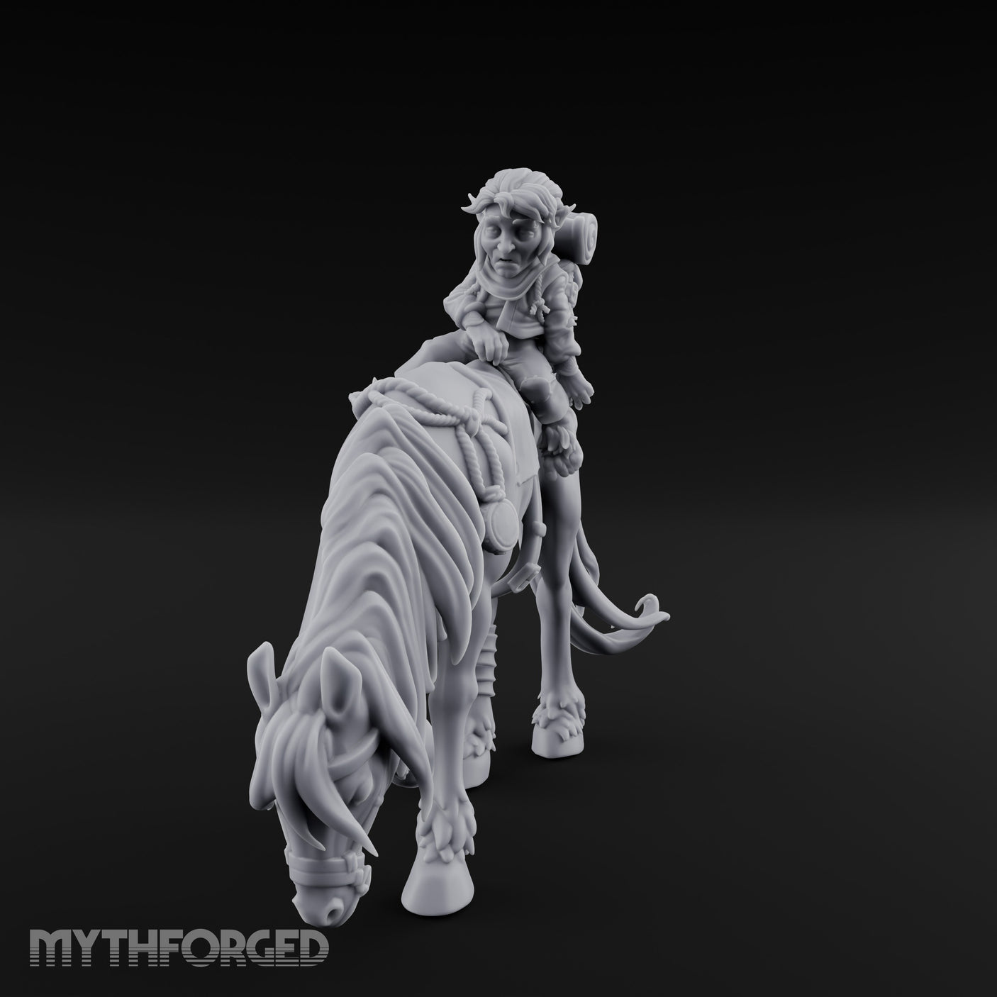 Bedroll-Packed Slumping Halfling Mounted Traveller Miniature for Dungeons and Dragons, Pathfinder or other TTRPGs