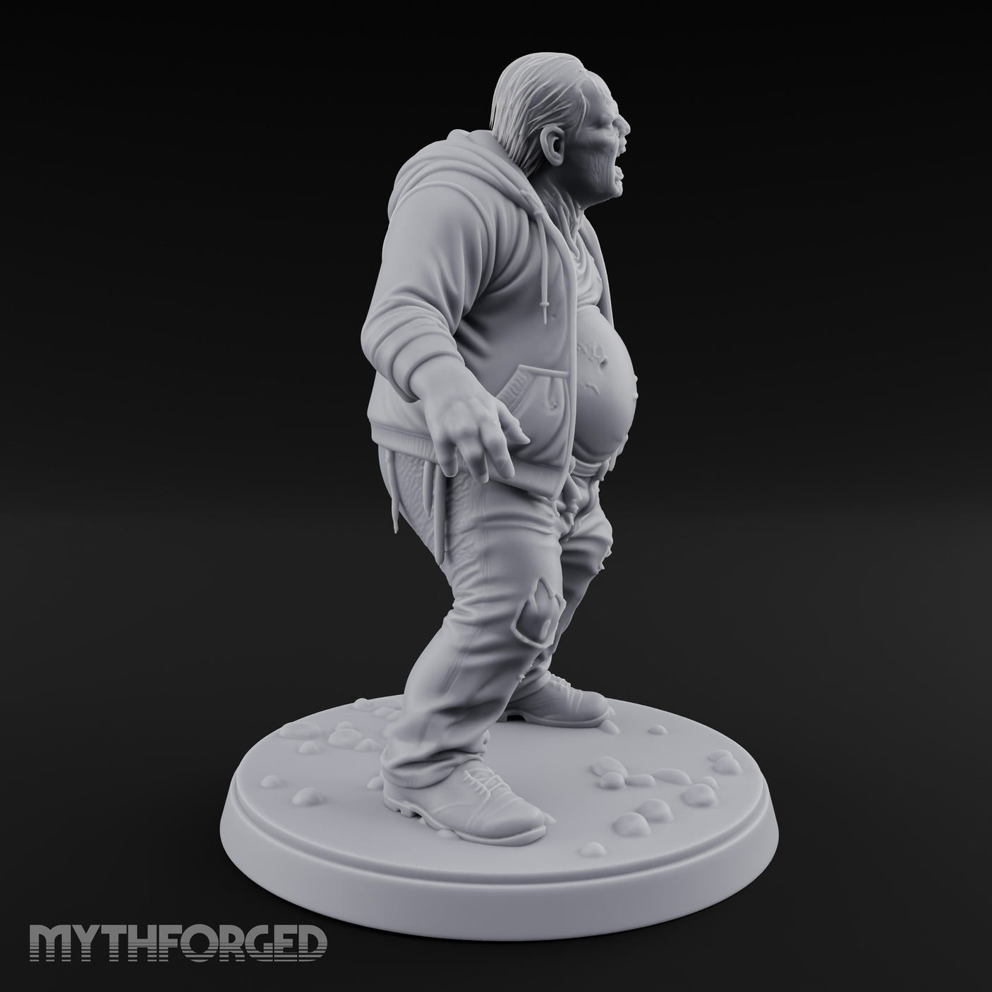 Belly Exposed Roaring Zombie Brute Miniature for Dungeons and Dragons, Pathfinder or other TTRPGs