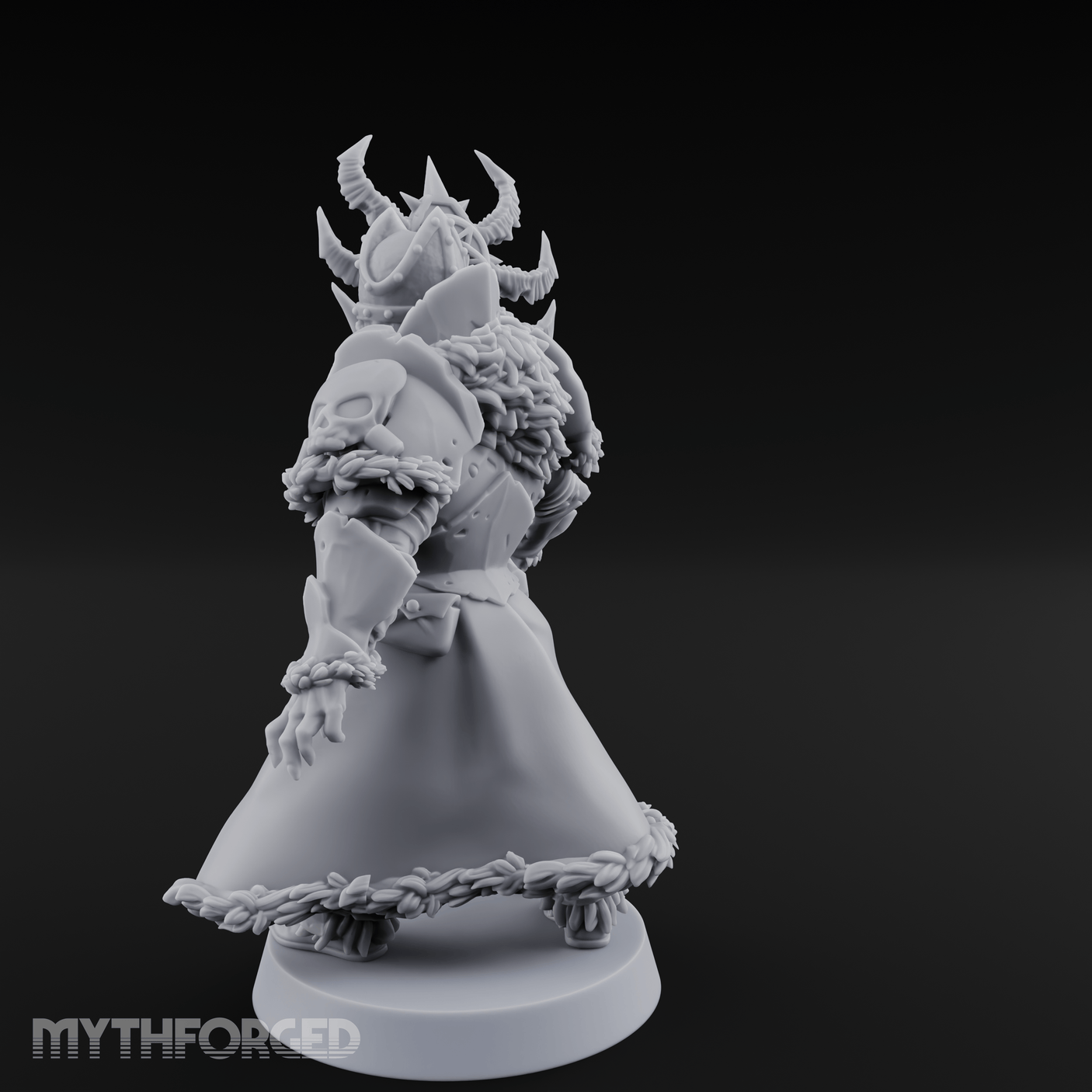 Skull Helmeted Black Monk Miniature for Dungeons and Dragons, Pathfinder or other TTRPGs