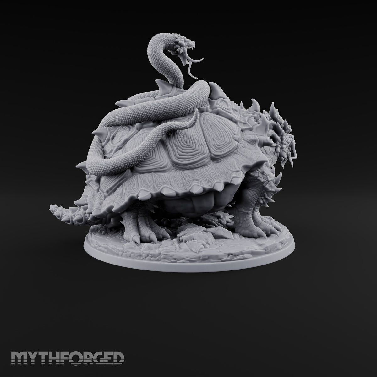 The Stowaway Never Left Dragon Turtle with Coiled Serpent