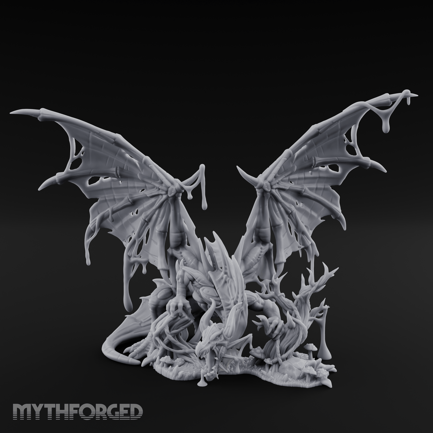 Dripping And Oozing Black Dragon Miniature for Dungeons and Dragons, Pathfinder or other TTRPGs