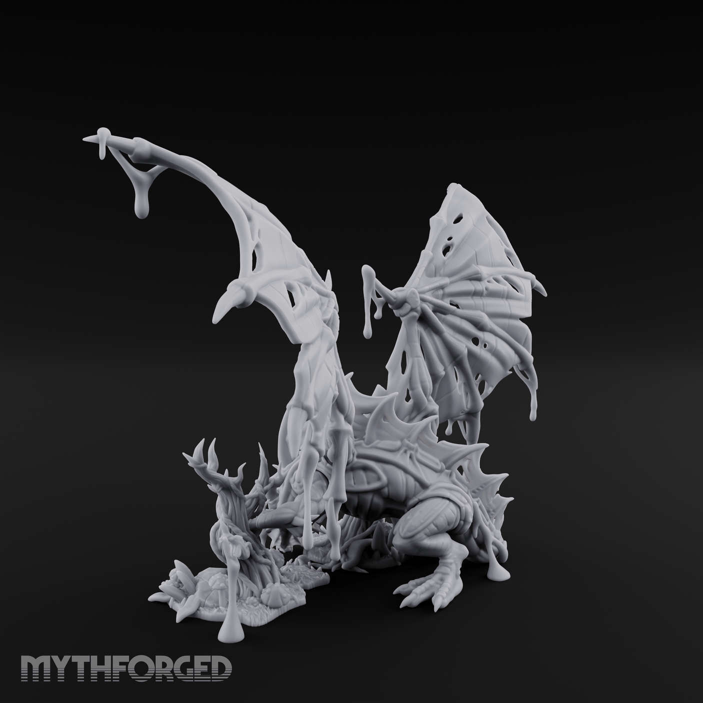 Dripping And Oozing Black Dragon Miniature for Dungeons and Dragons, Pathfinder or other TTRPGs