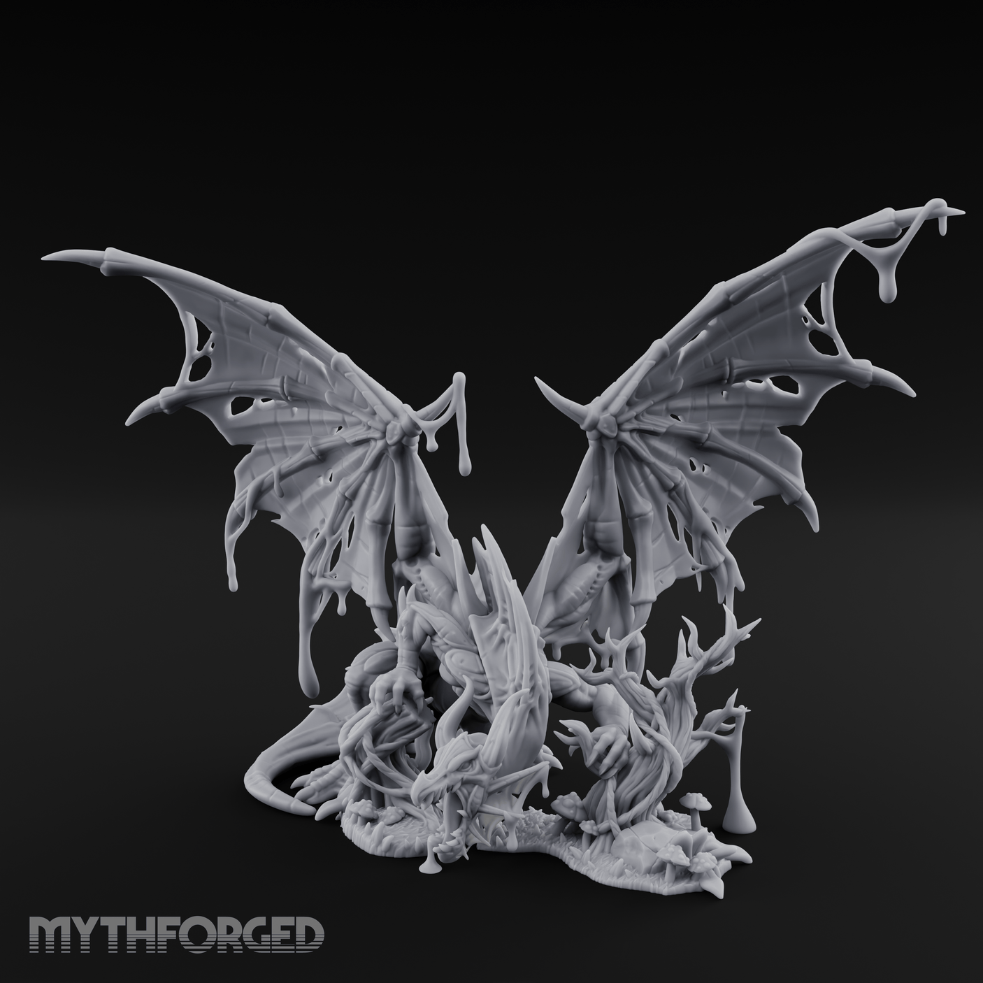 Dripping And Oozing Black Dragon Miniature for Dungeons and Dragons, Pathfinder or other TTRPGs