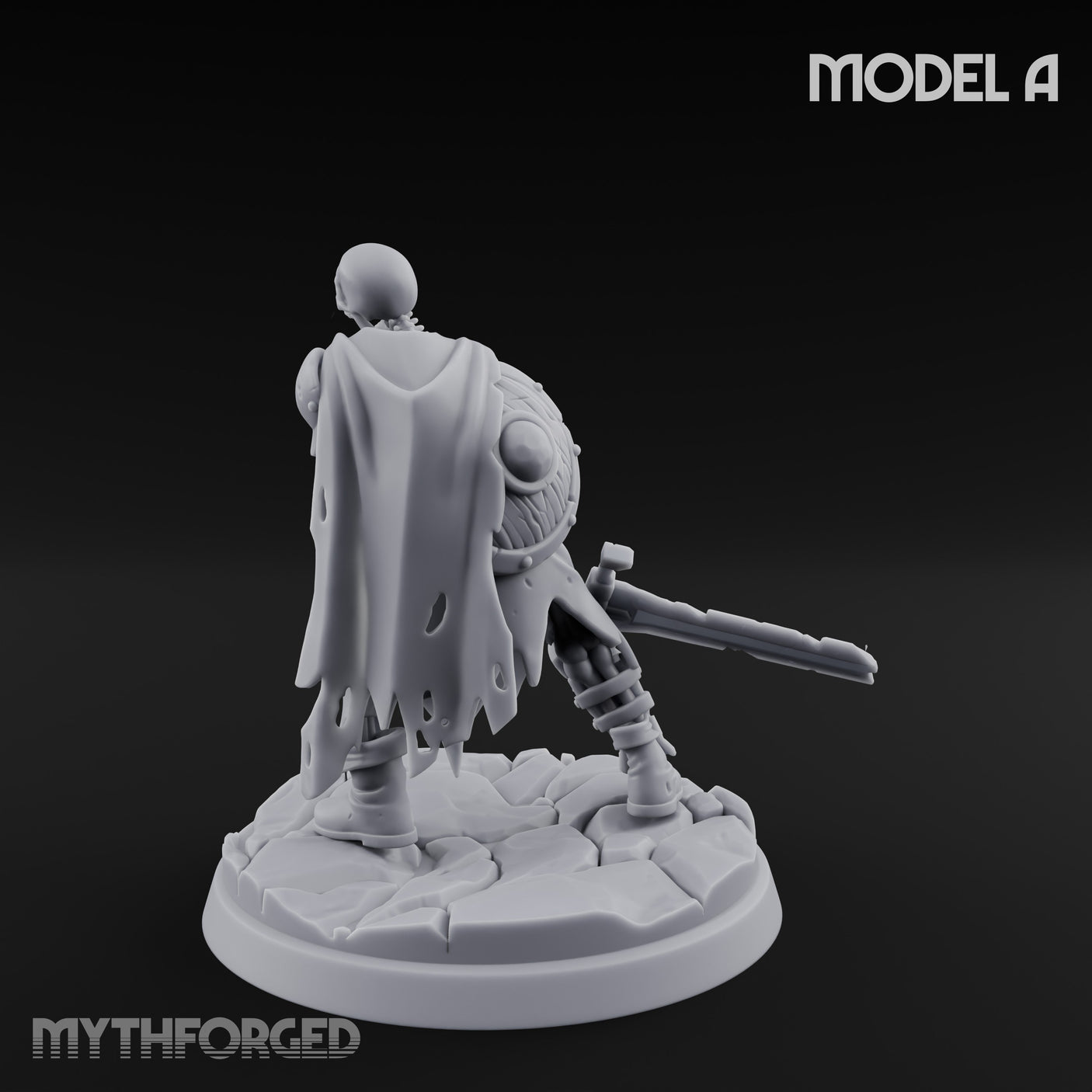 Blade And Axe Brandishing Skeleton Warrior A Miniature for Dungeons and Dragons, Pathfinder or other TTRPGs